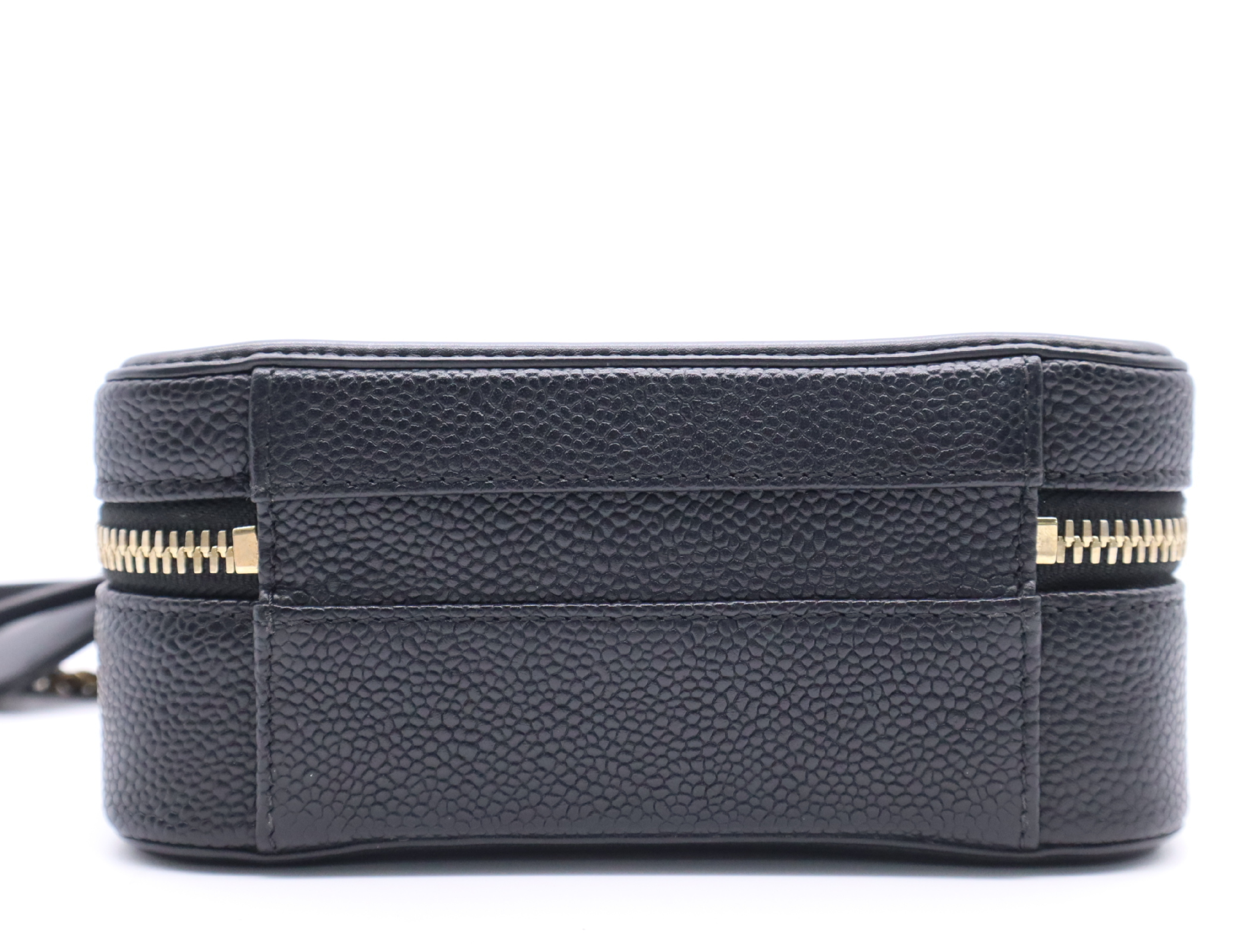 Caviar Skin 93342 Small Chain Vanity Bag, Black with Gold Hardware, Includes Padlock, Key, Clochette, and Card Holder (26097698) Vanity Bag — view 4