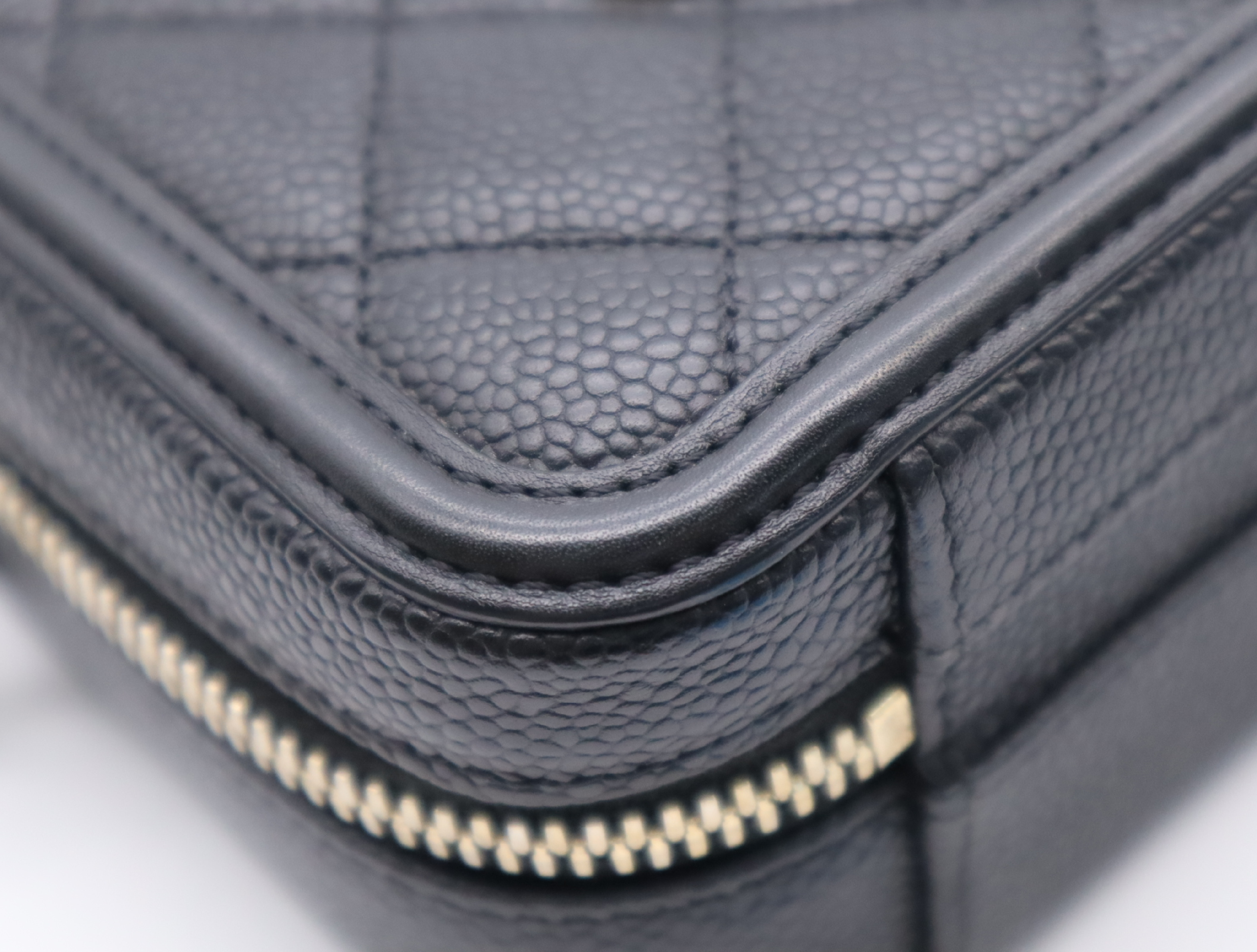 Caviar Skin 93342 Small Chain Vanity Bag, Black with Gold Hardware, Includes Padlock, Key, Clochette, and Card Holder (26097698) Vanity Bag — view 6