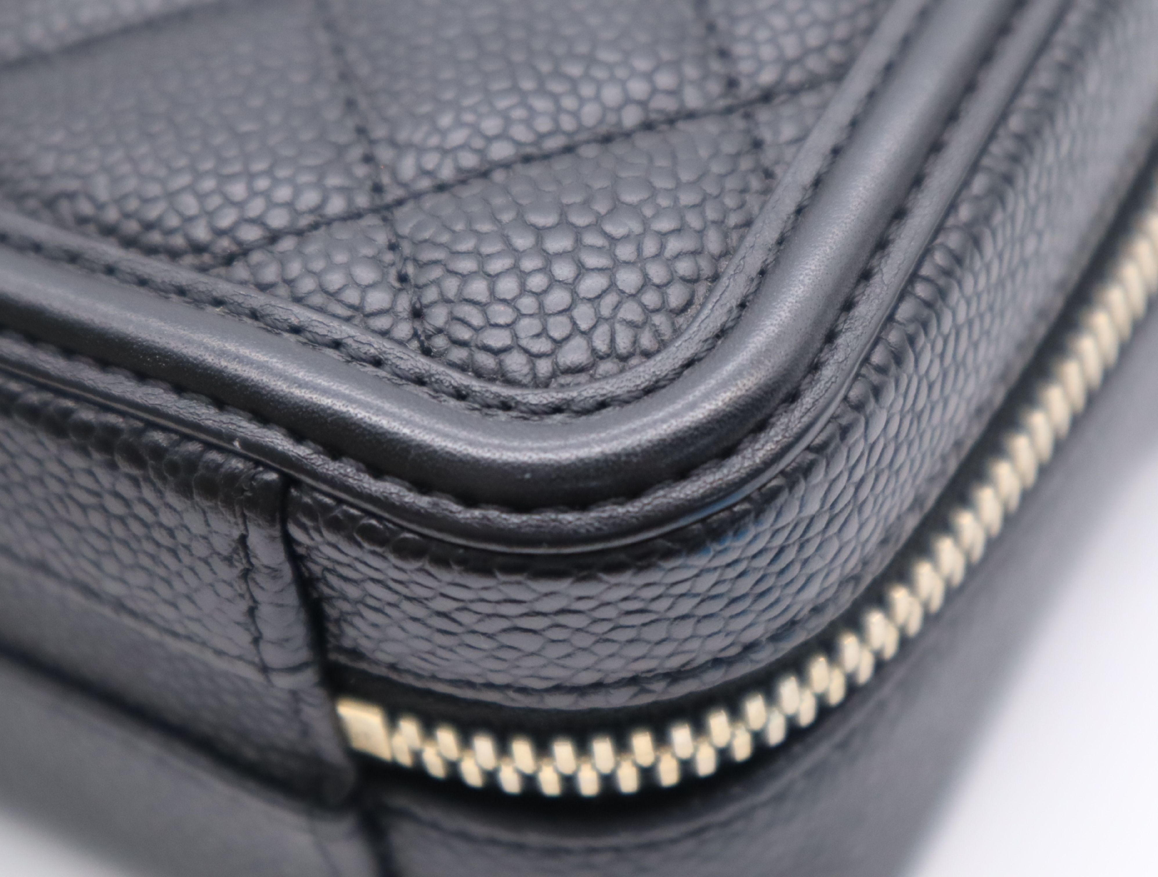 Caviar Skin 93342 Small Chain Vanity Bag, Black with Gold Hardware, Includes Padlock, Key, Clochette, and Card Holder (26097698) Vanity Bag — view 7