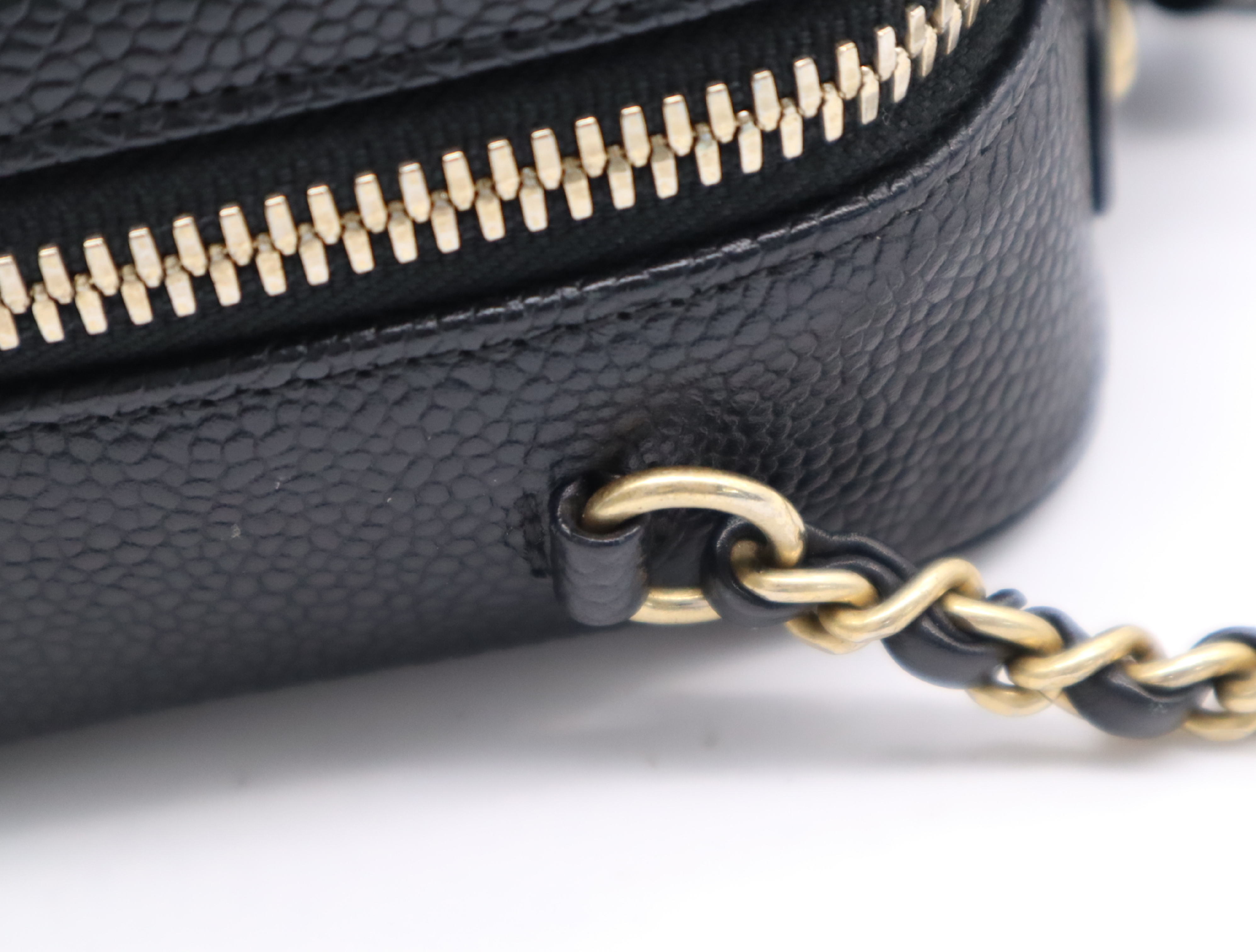 Caviar Skin 93342 Small Chain Vanity Bag, Black with Gold Hardware, Includes Padlock, Key, Clochette, and Card Holder (26097698) Vanity Bag — view 8