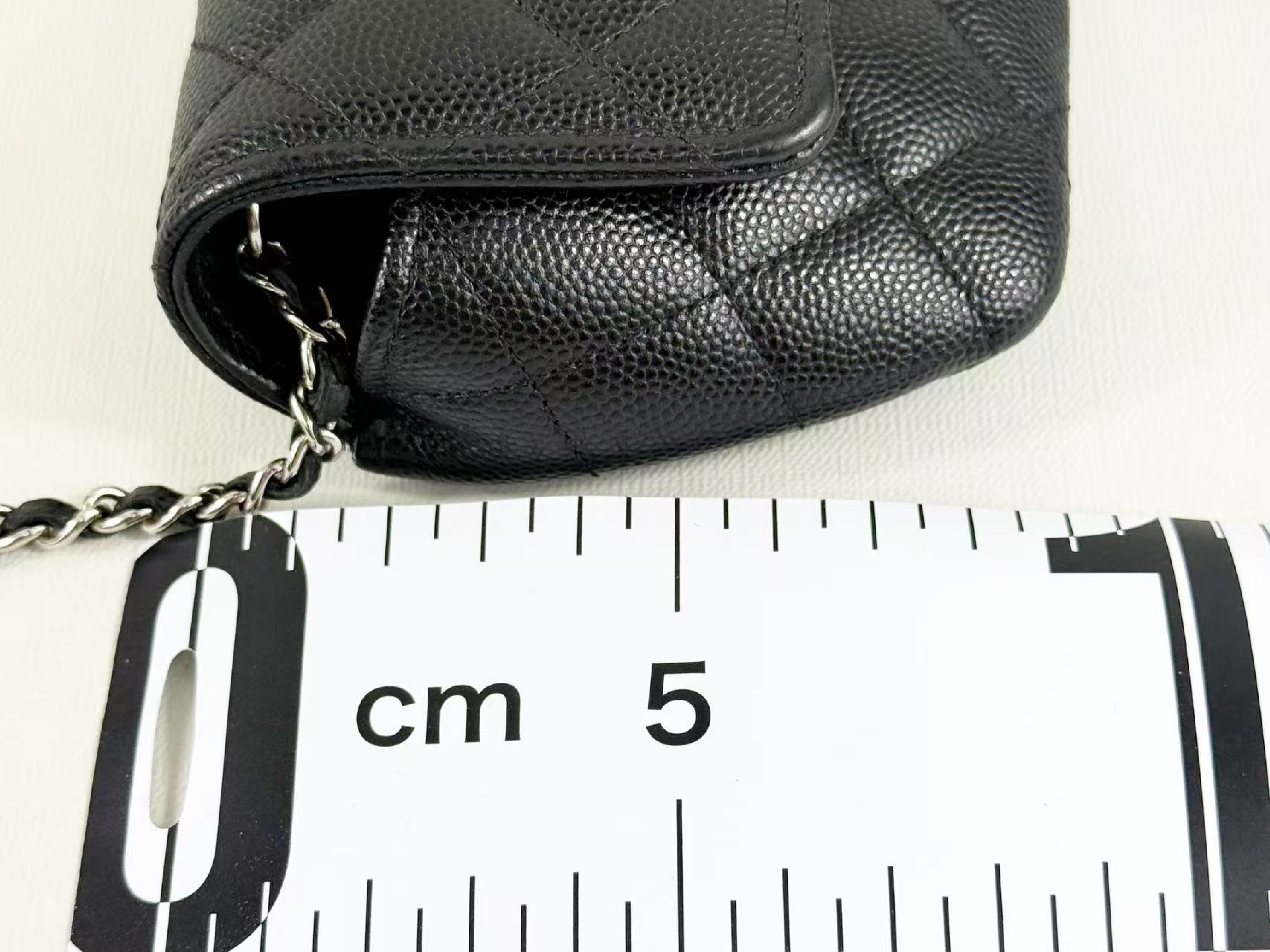 Black Caviar Skin Matelassé Shoulder Bag, Approx. W19cm, Serial Number 31-series, with Dust Bag, Authenticity Card, and Seal, Silver Hardware, Item Number 31664754 — view 5