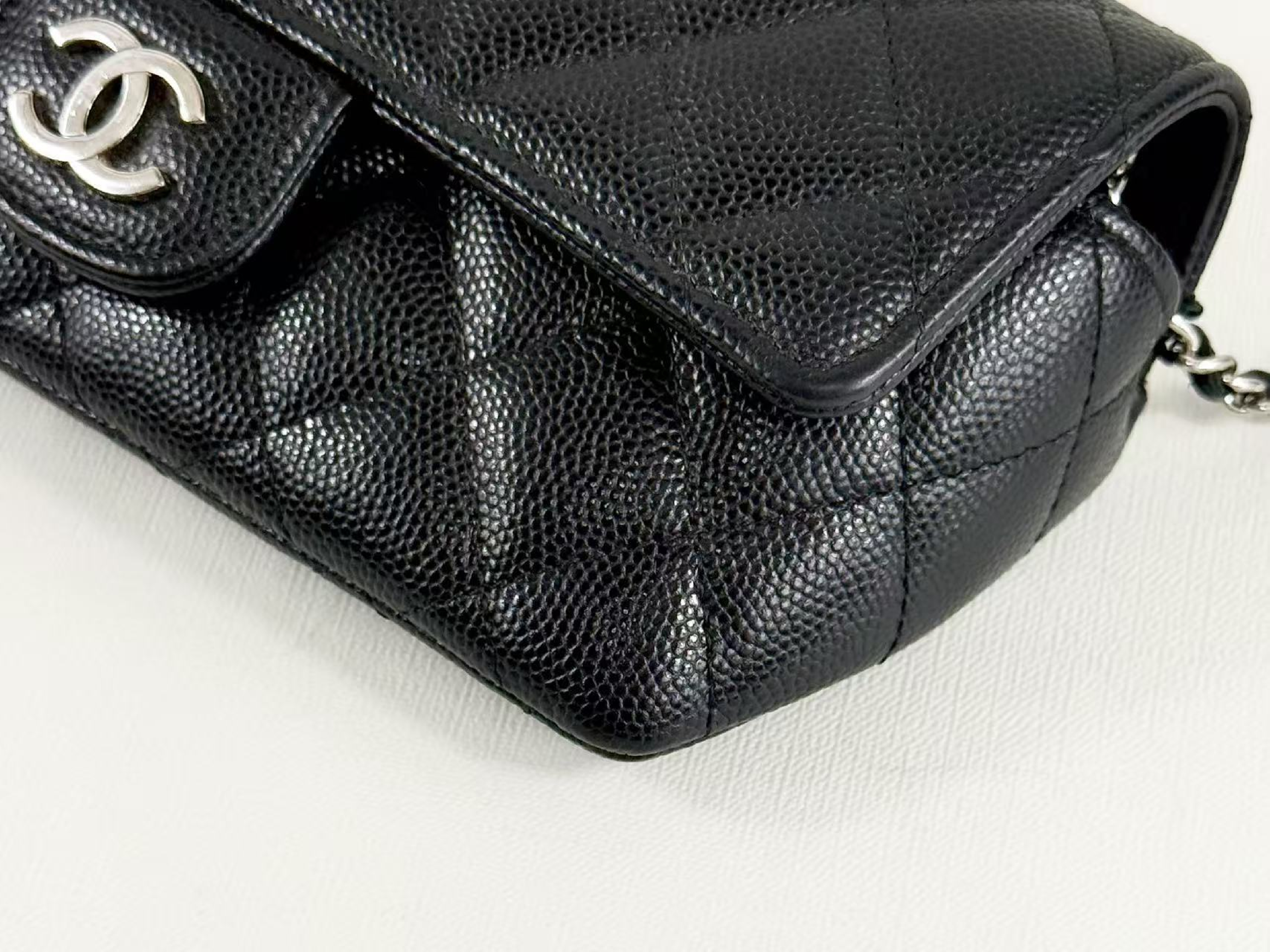 Black Caviar Skin Matelassé Shoulder Bag, Approx. W19cm, Serial Number 31-series, with Dust Bag, Authenticity Card, and Seal, Silver Hardware, Item Number 31664754 — view 10