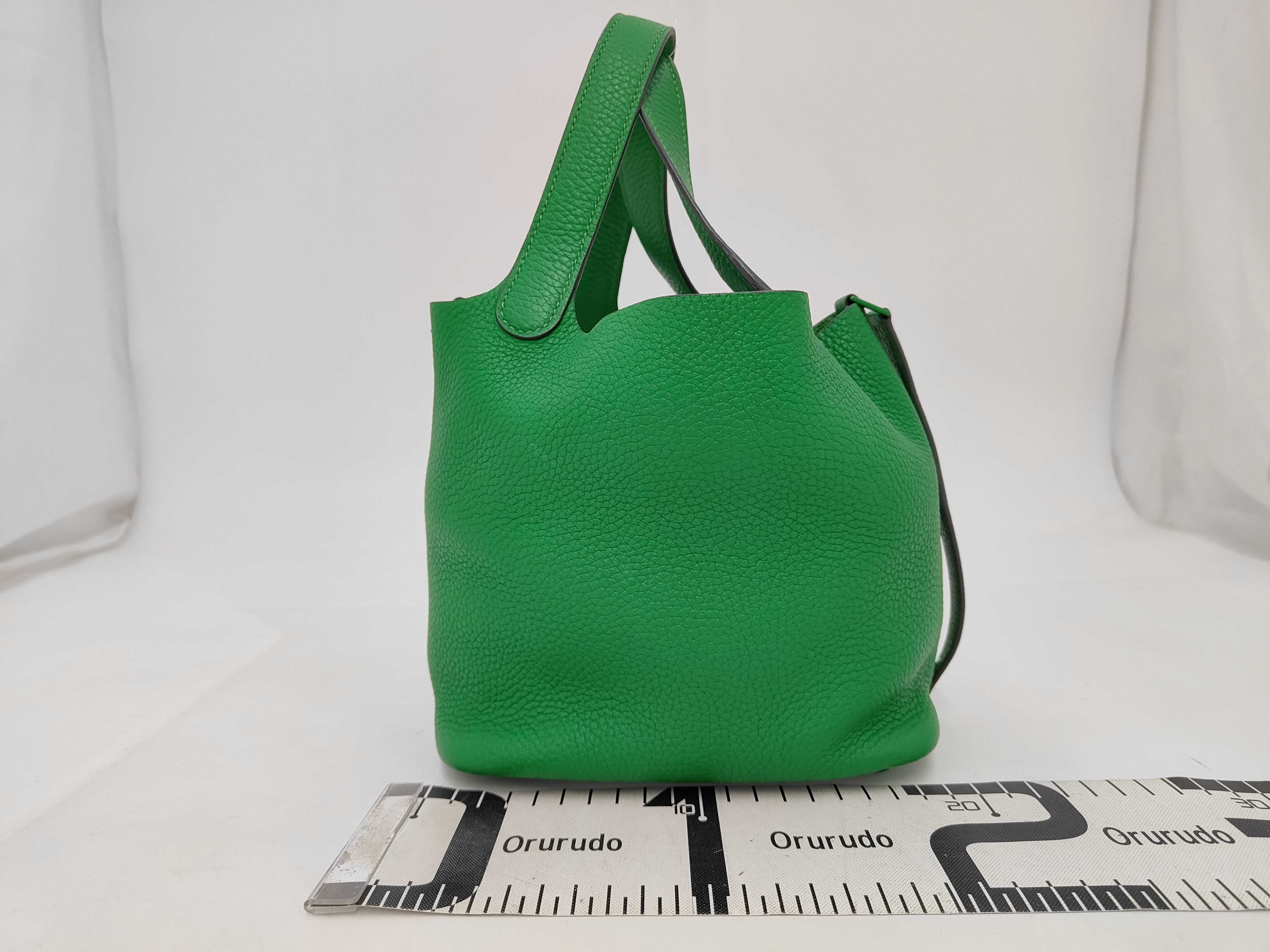 Picotin Lock PM Taurillon Clemence Monochrome So Green Bamboo Z Stamp Handbag — view 2