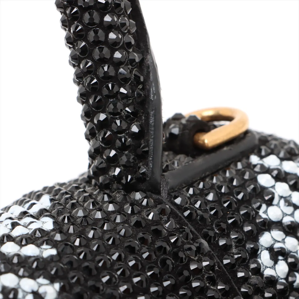 Hourglass XS Leather x Rhinestone 2-Way Handbag Black 706836 Outlet — view 11
