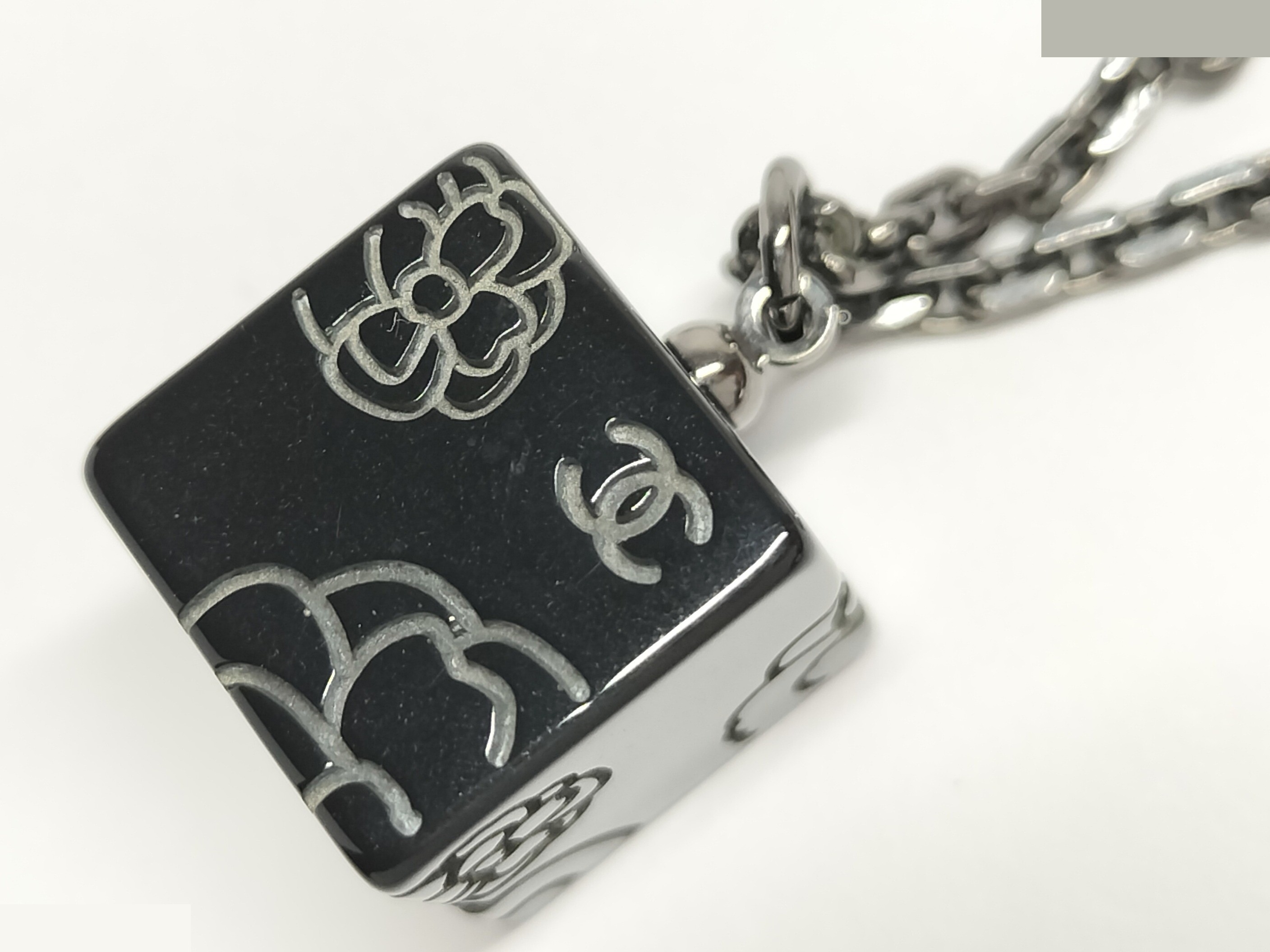 Coco Camellia Cube Silver Necklace, Neck Circumference Approx. 51cm, 02A — view 4