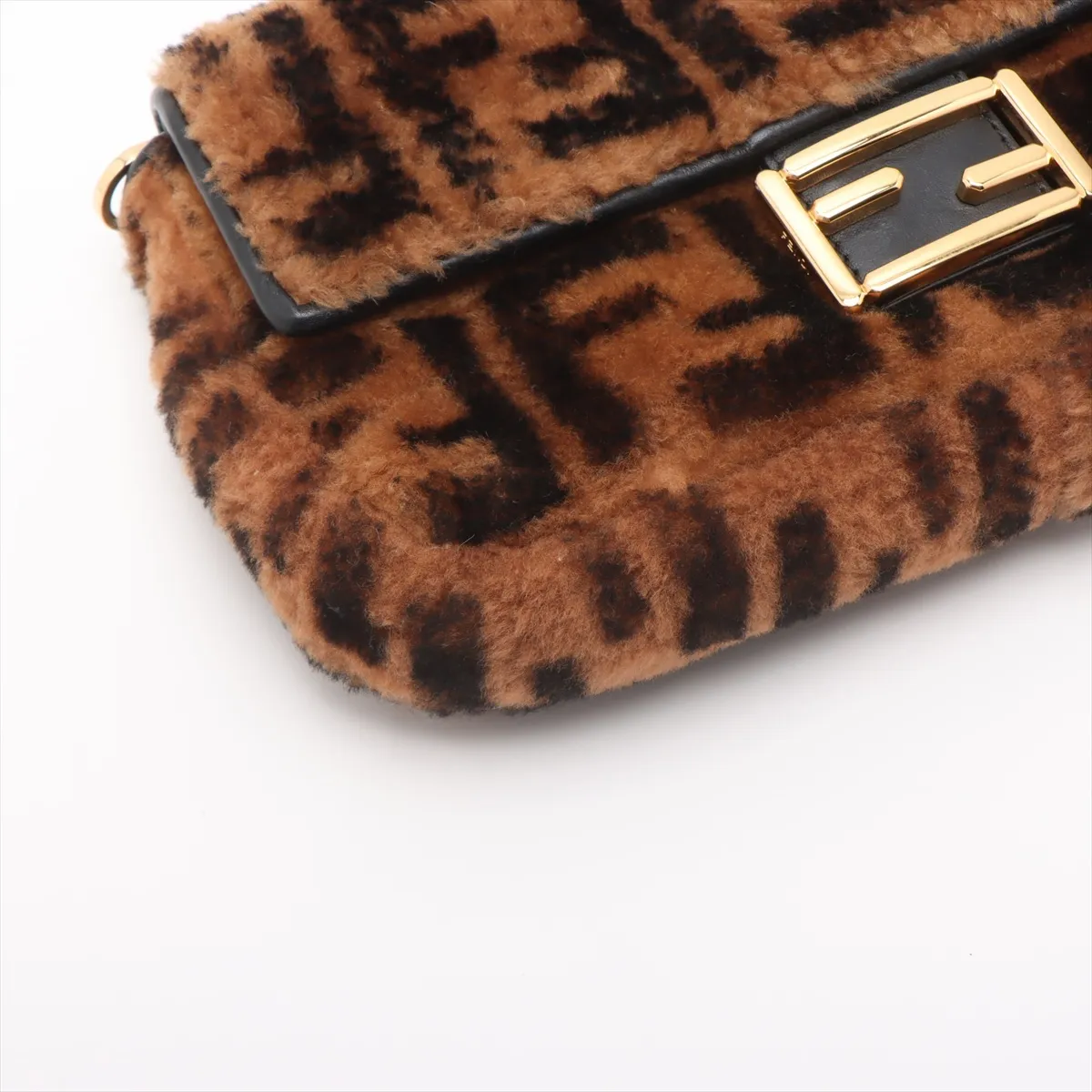 Zucca Mamma Bucket Fur and Leather Shoulder Bag, Brown, 8BR600 (Strap not included) — view 4