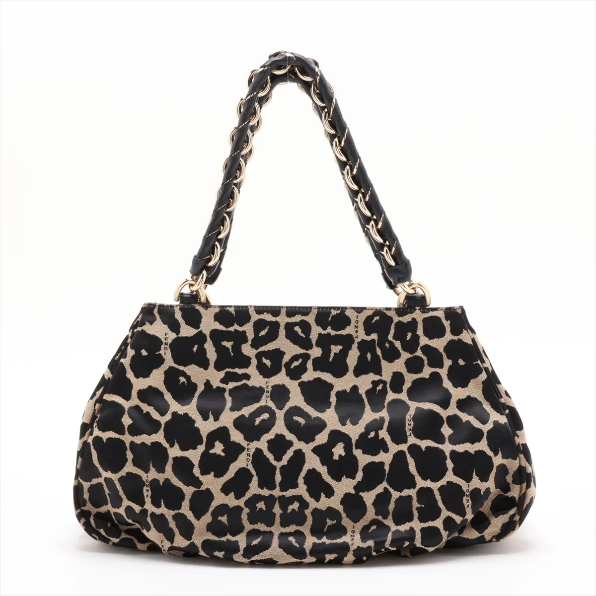 nylon and leather chain handbag, leopard print, serial error. — view 2