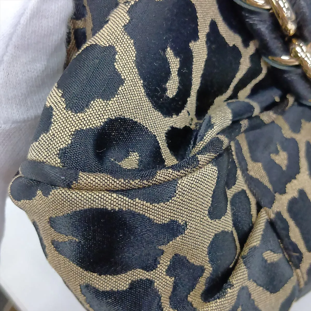 nylon and leather chain handbag, leopard print, serial error. — view 15
