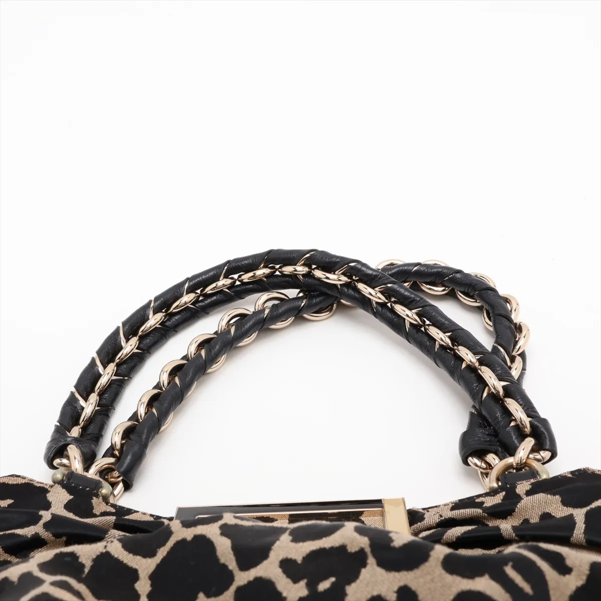nylon and leather chain handbag, leopard print, serial error. — view 6