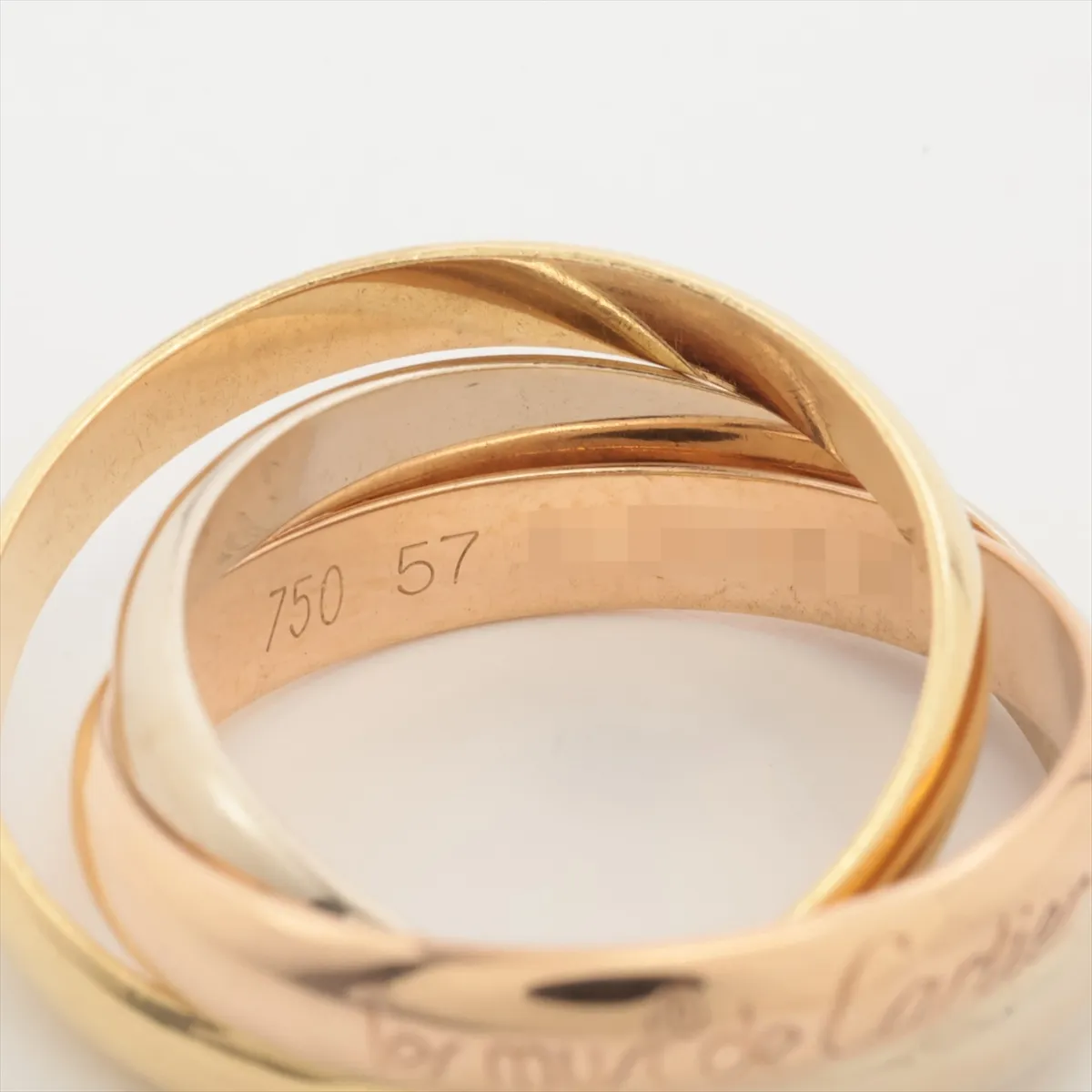 Trinity Ring 750 (Yellow Gold x Pink Gold x White Gold) 9.3g Size 57 O3517N Hallmark fading — view 3