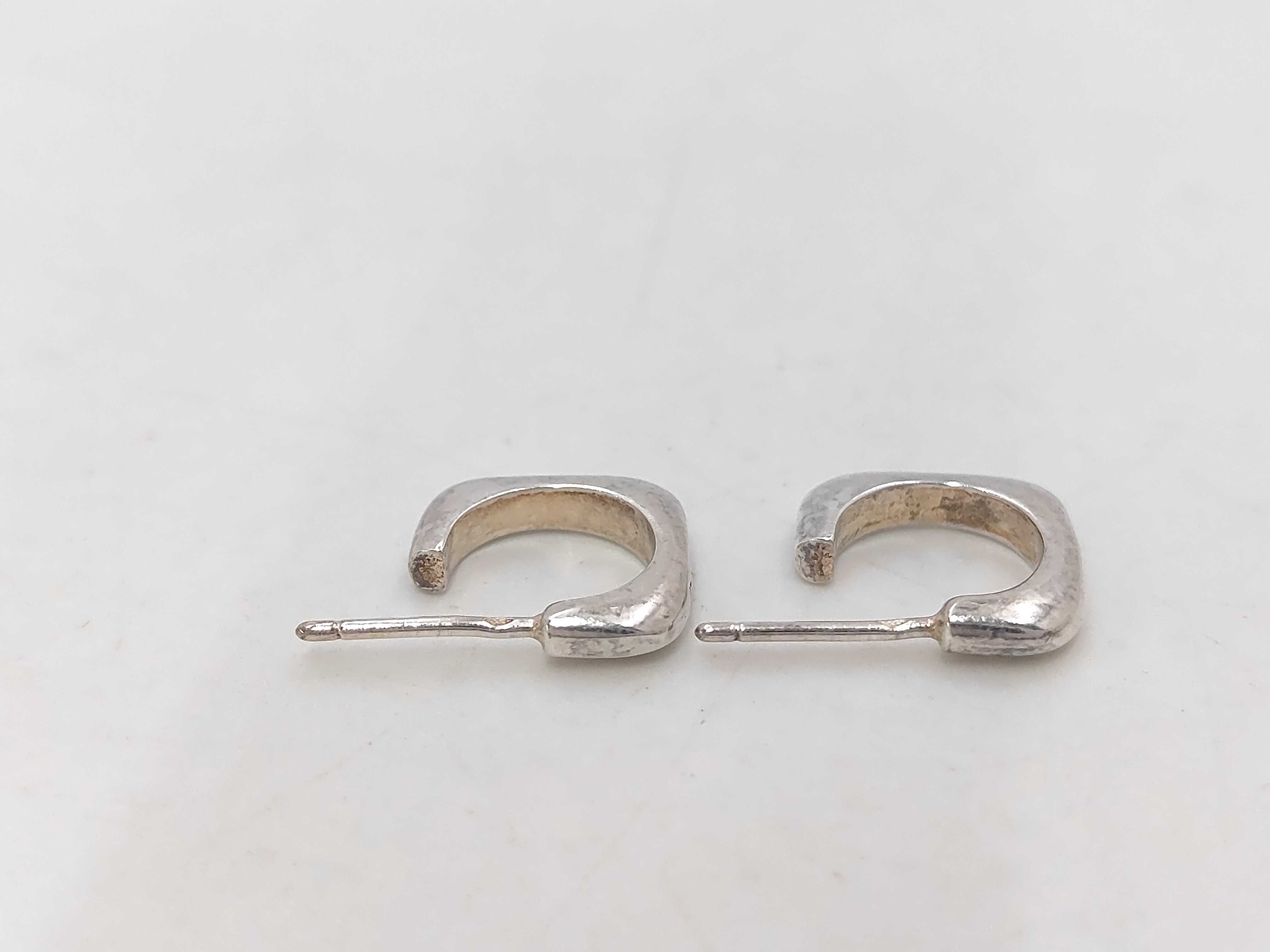 Sterling Silver 925 Square Logo Hoop Earrings (3.9g) — view 2