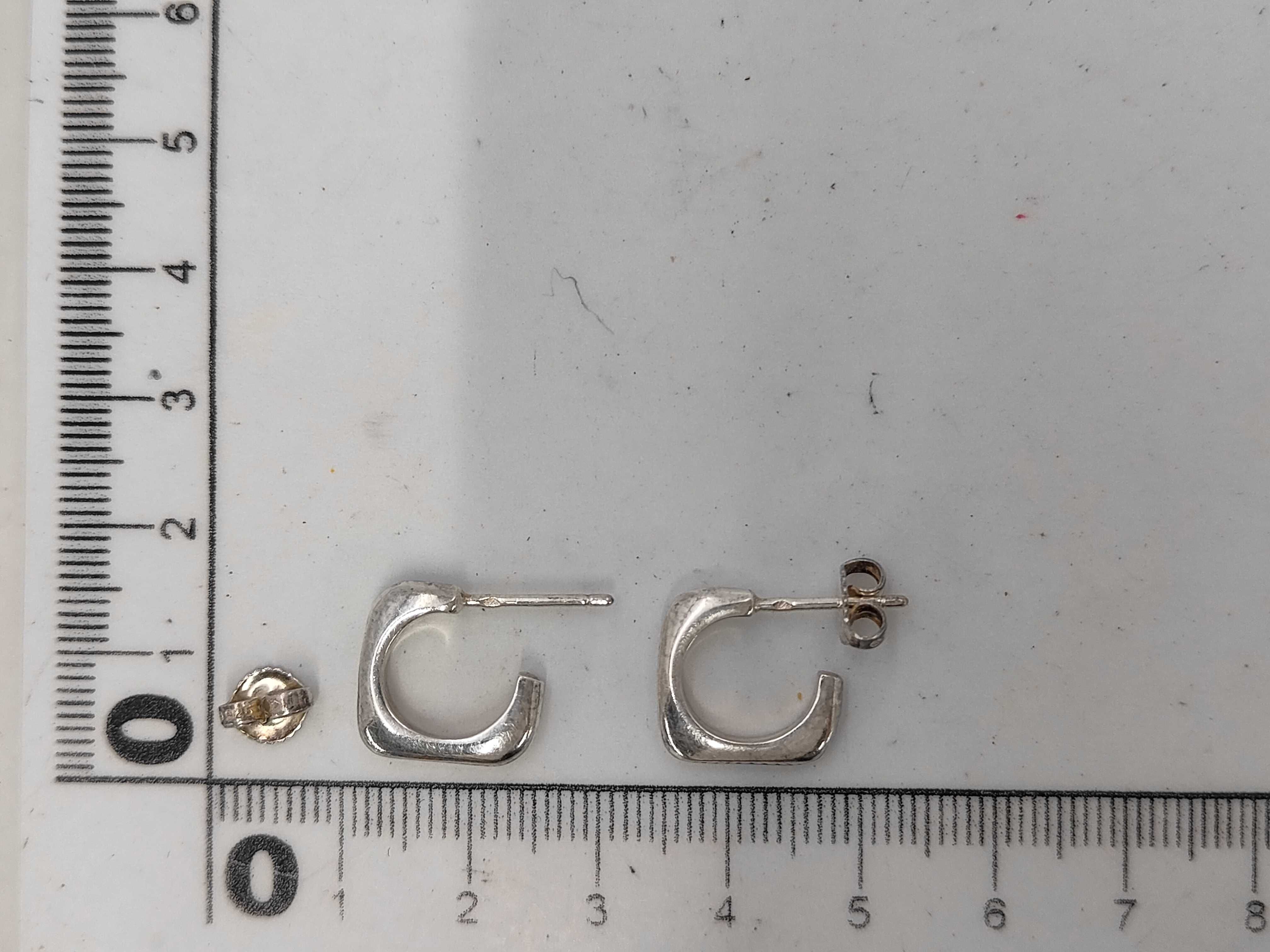 Sterling Silver 925 Square Logo Hoop Earrings (3.9g) — view 9