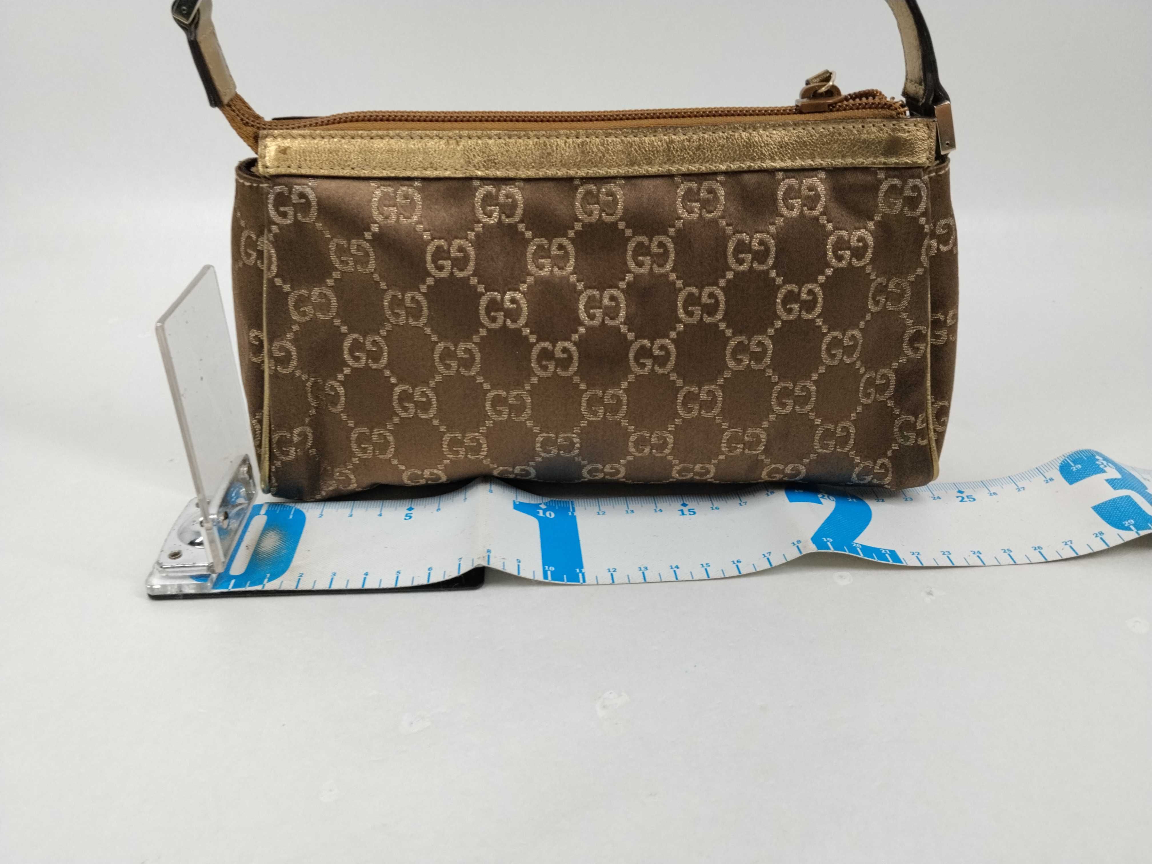 GG Abbey Handbag Accessory Pouch Brown Gold GG Pattern Pouch — view 2