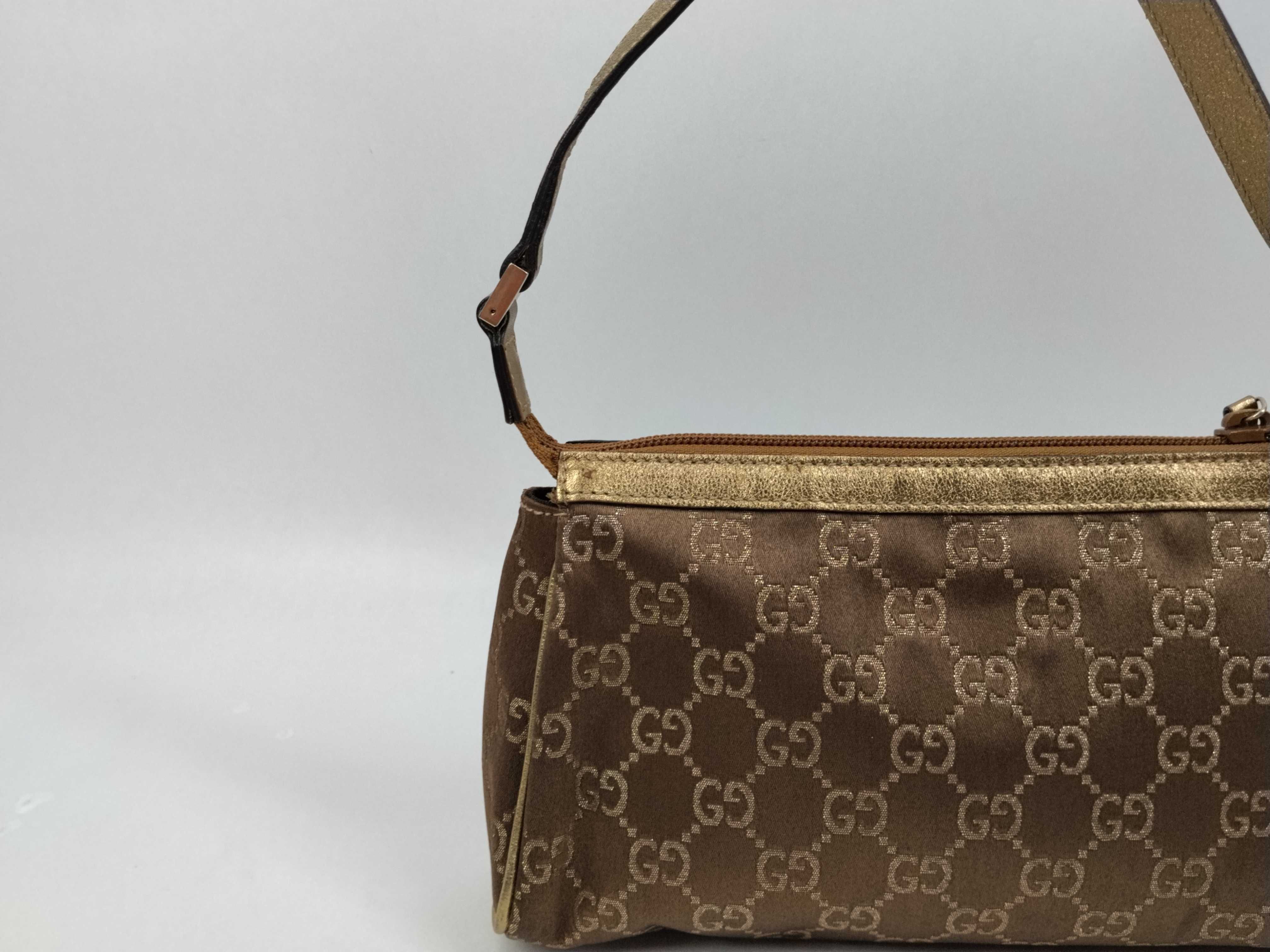 GG Abbey Handbag Accessory Pouch Brown Gold GG Pattern Pouch — view 3