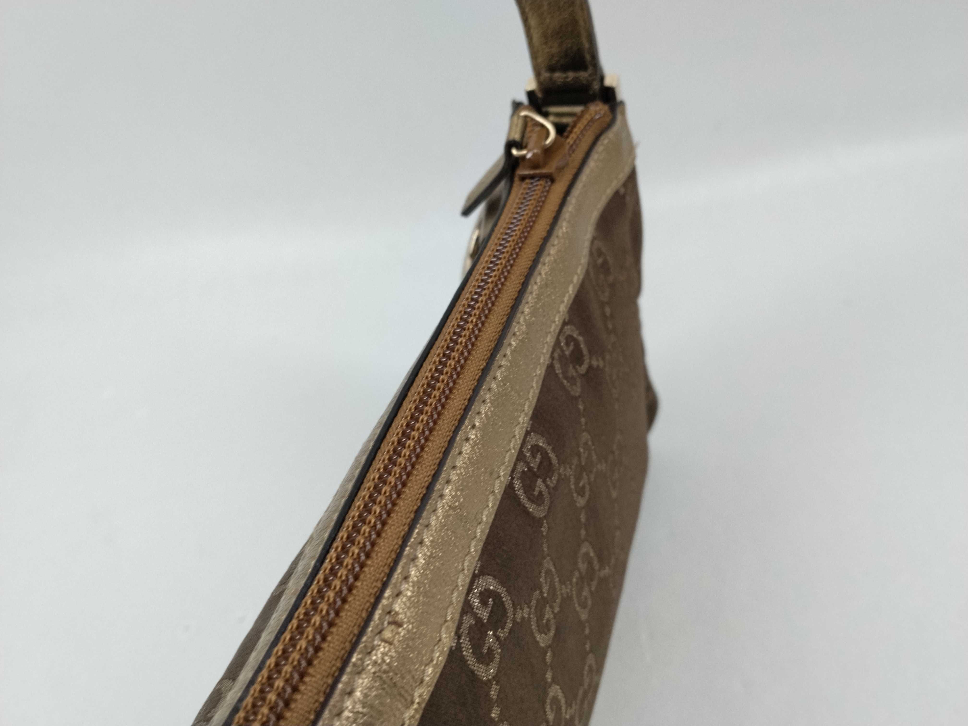 GG Abbey Handbag Accessory Pouch Brown Gold GG Pattern Pouch — view 6