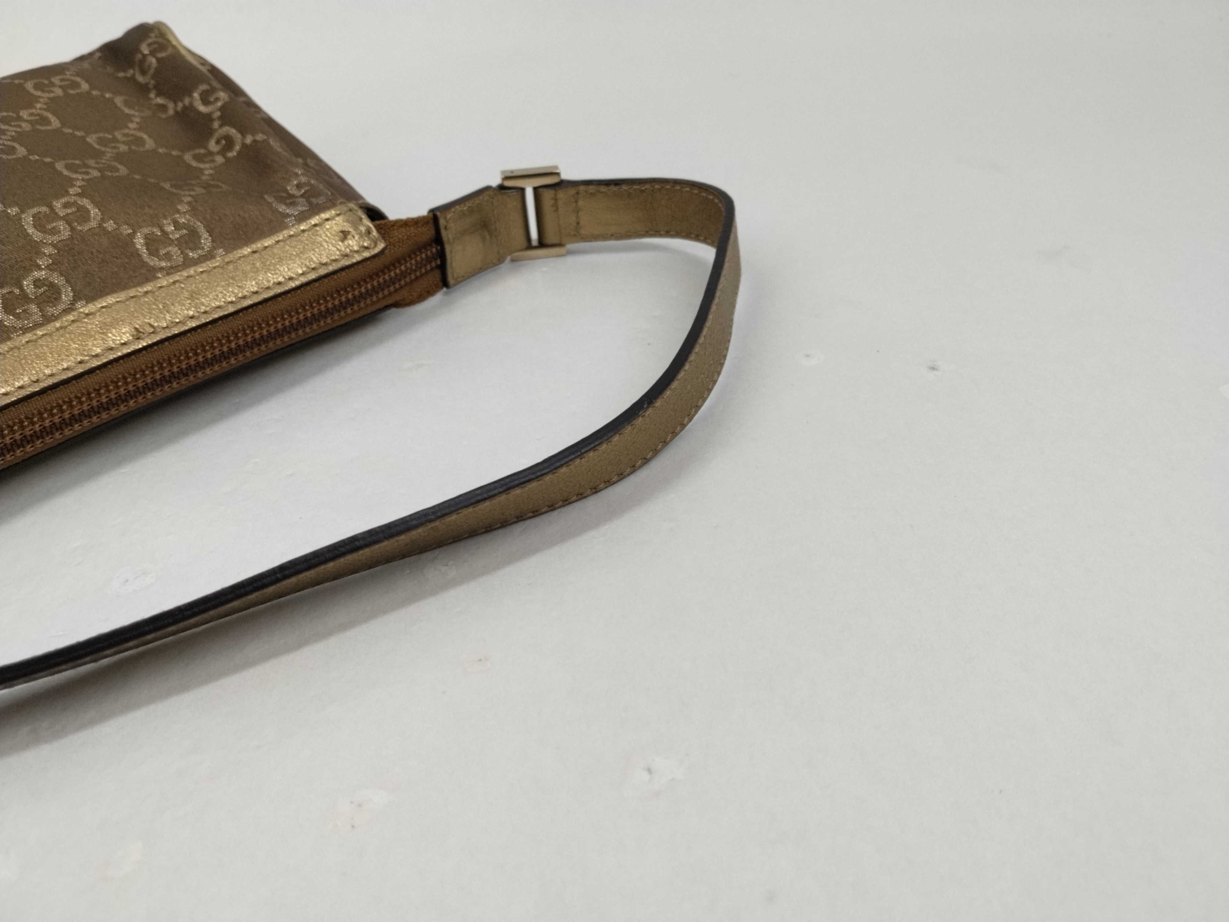 GG Abbey Handbag Accessory Pouch Brown Gold GG Pattern Pouch — view 7