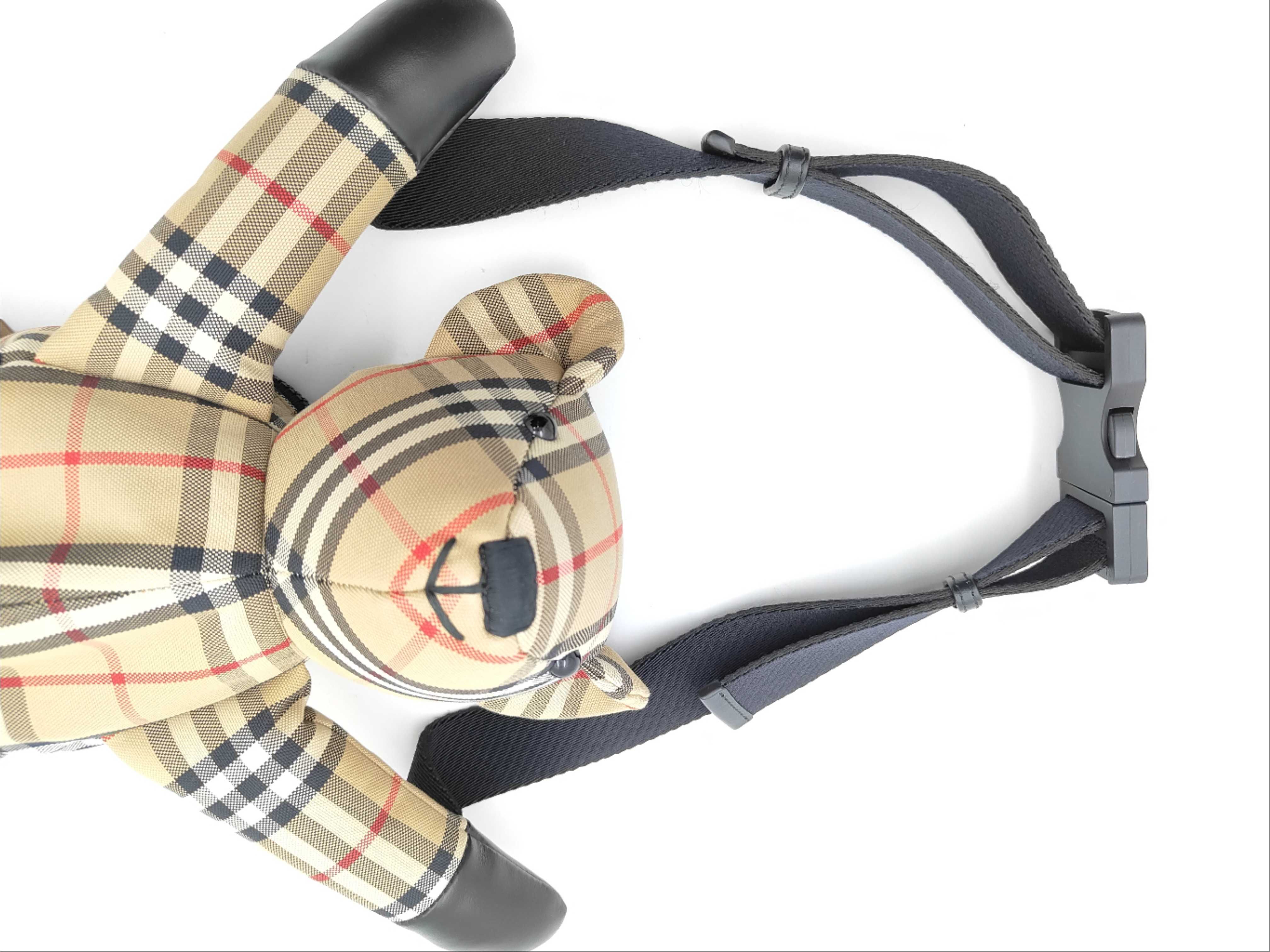Canvas Backpack, Brown Check Bear Design — view 3