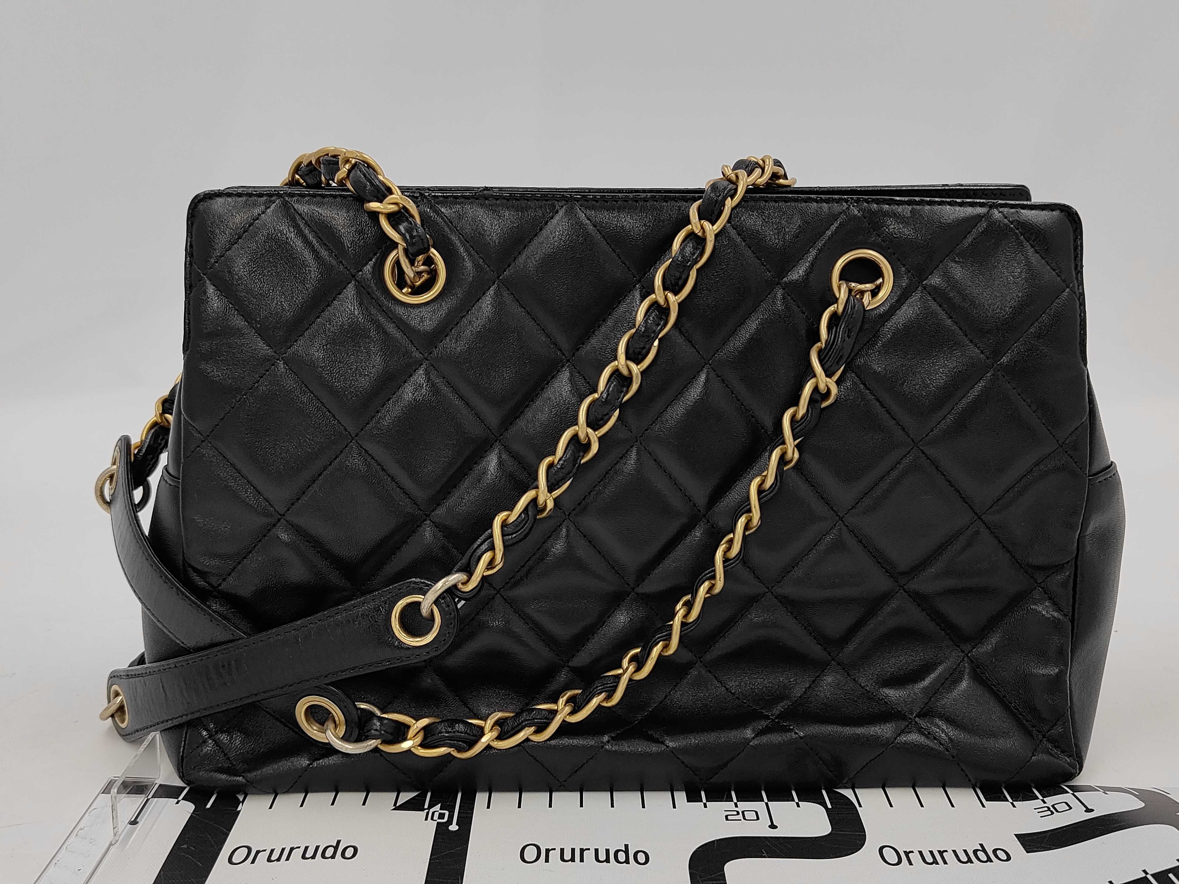 Diamond CC Leather Chain Semi-Shoulder Bag, Black — view 2