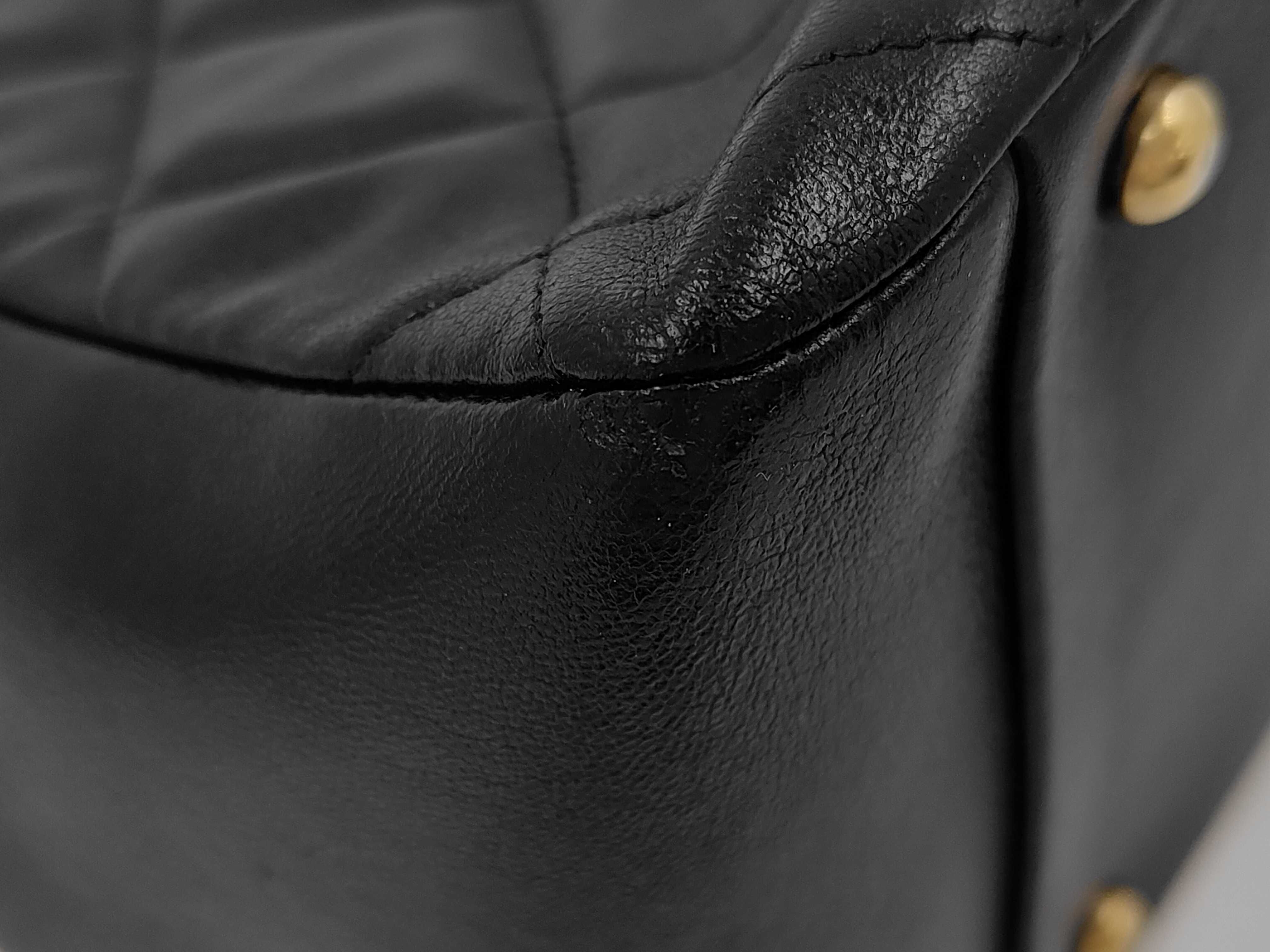 Diamond CC Leather Chain Semi-Shoulder Bag, Black — view 3