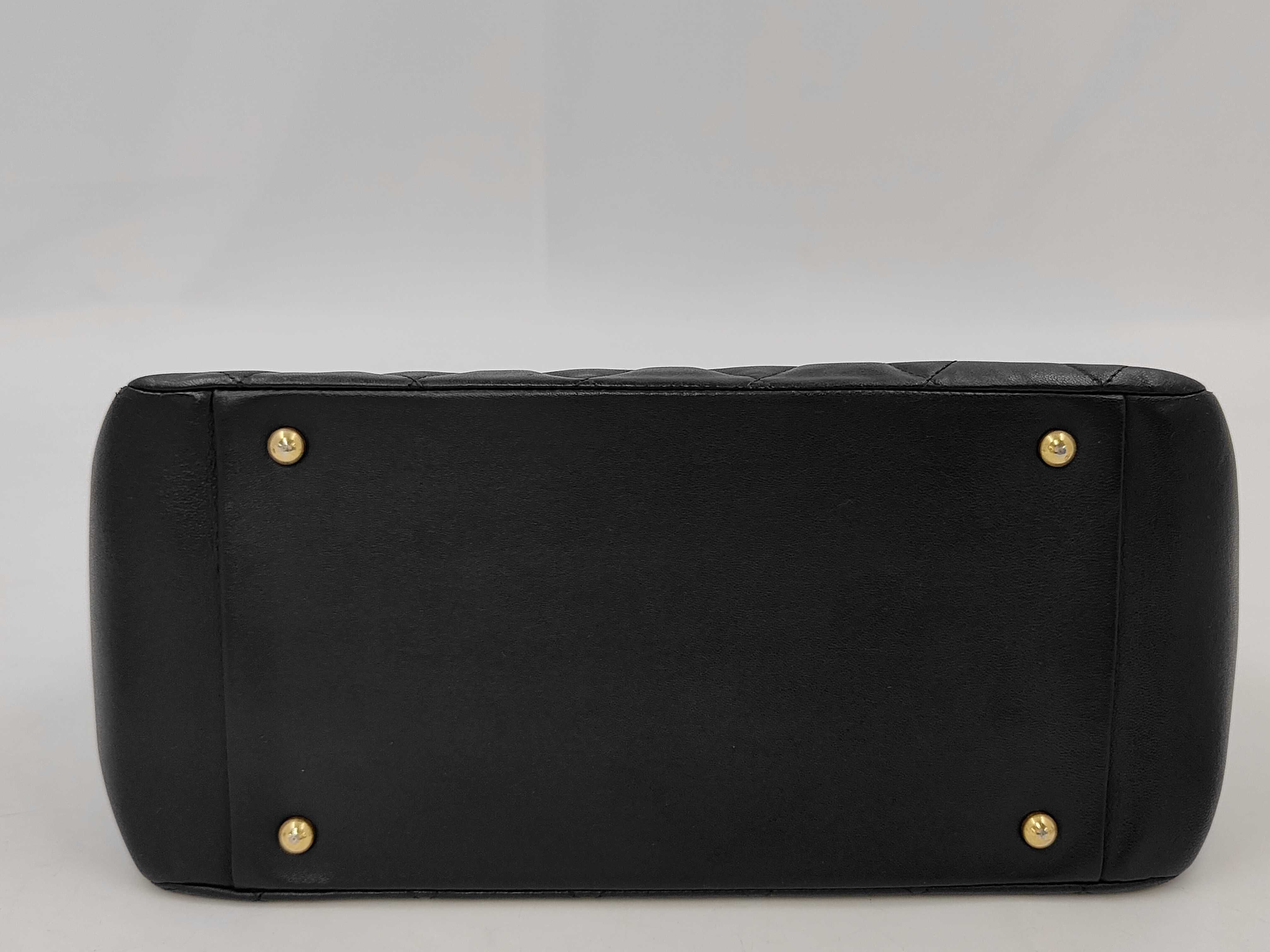 Diamond CC Leather Chain Semi-Shoulder Bag, Black — view 4