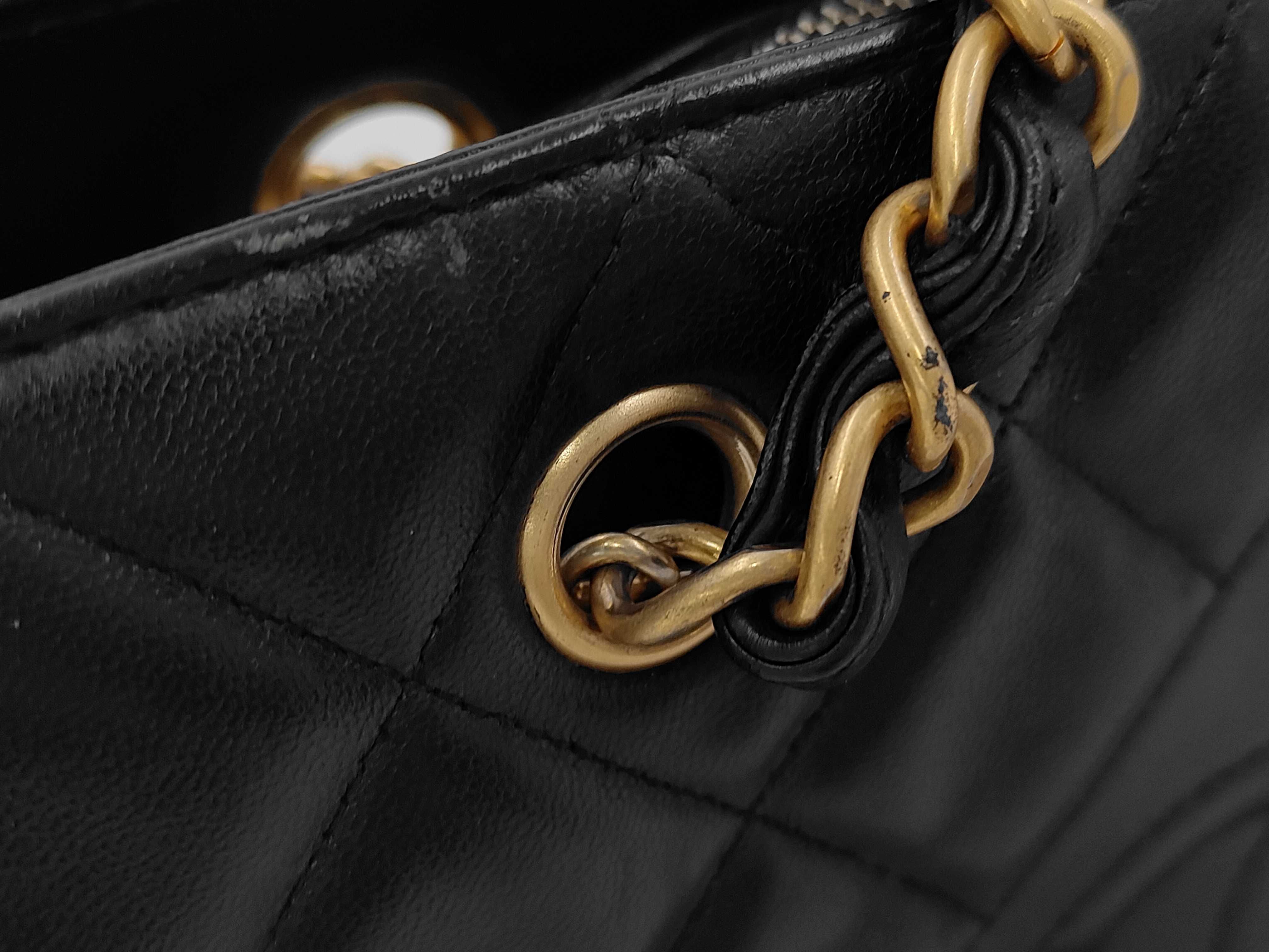 Diamond CC Leather Chain Semi-Shoulder Bag, Black — view 8