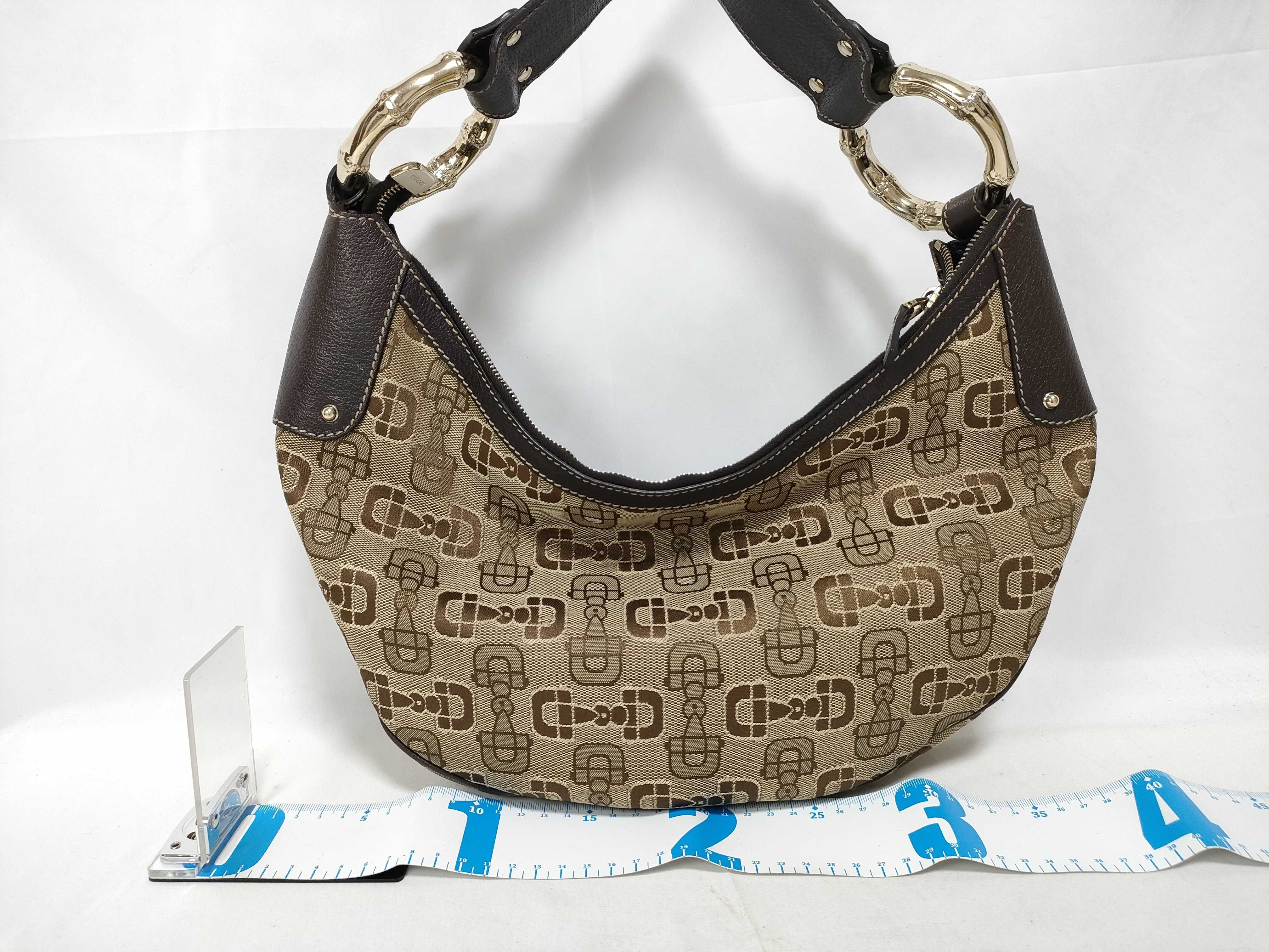 Brown Canvas Vintage Bamboo Buckle Crescent Waist Bag Handbag — view 2
