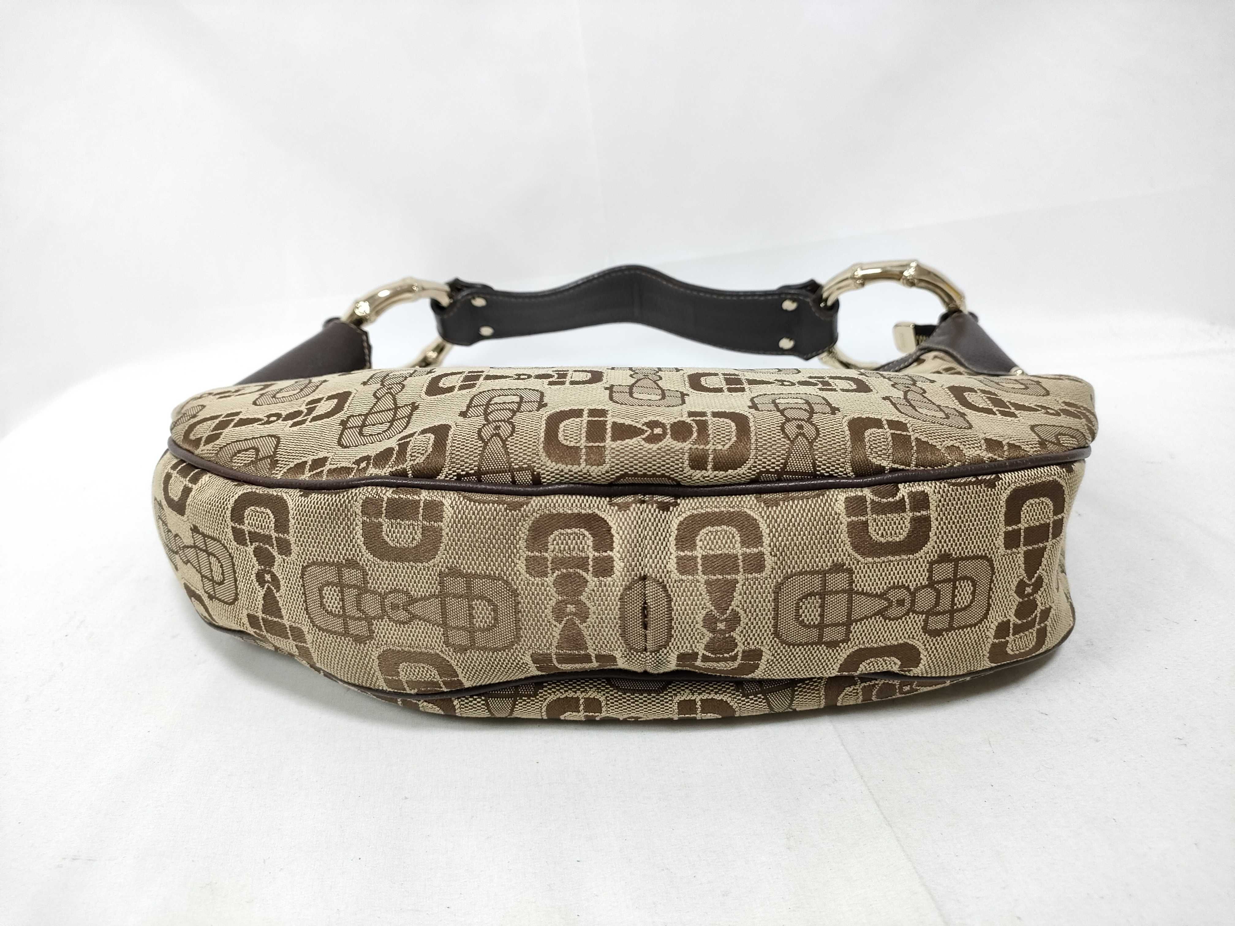Brown Canvas Vintage Bamboo Buckle Crescent Waist Bag Handbag — view 3