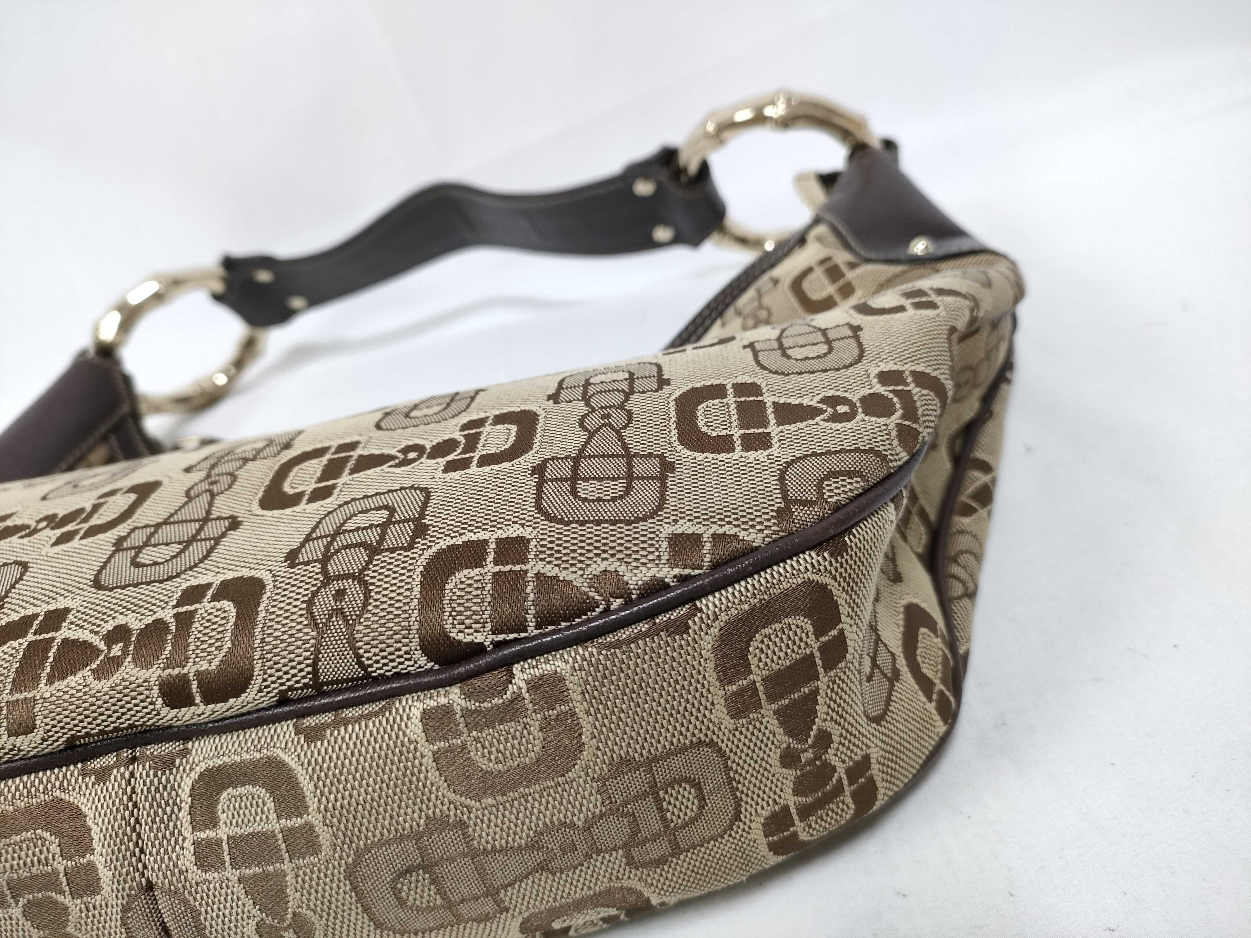 Brown Canvas Vintage Bamboo Buckle Crescent Waist Bag Handbag — view 4