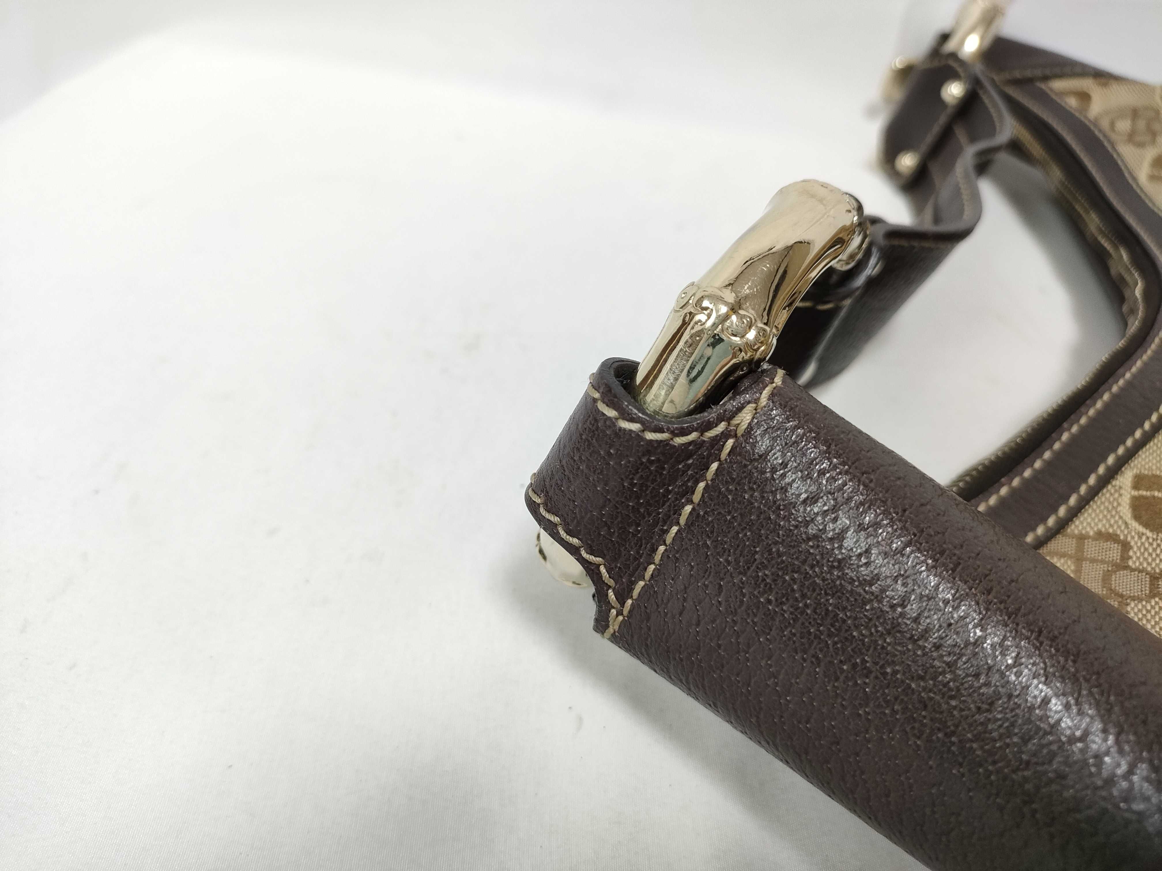 Brown Canvas Vintage Bamboo Buckle Crescent Waist Bag Handbag — view 6