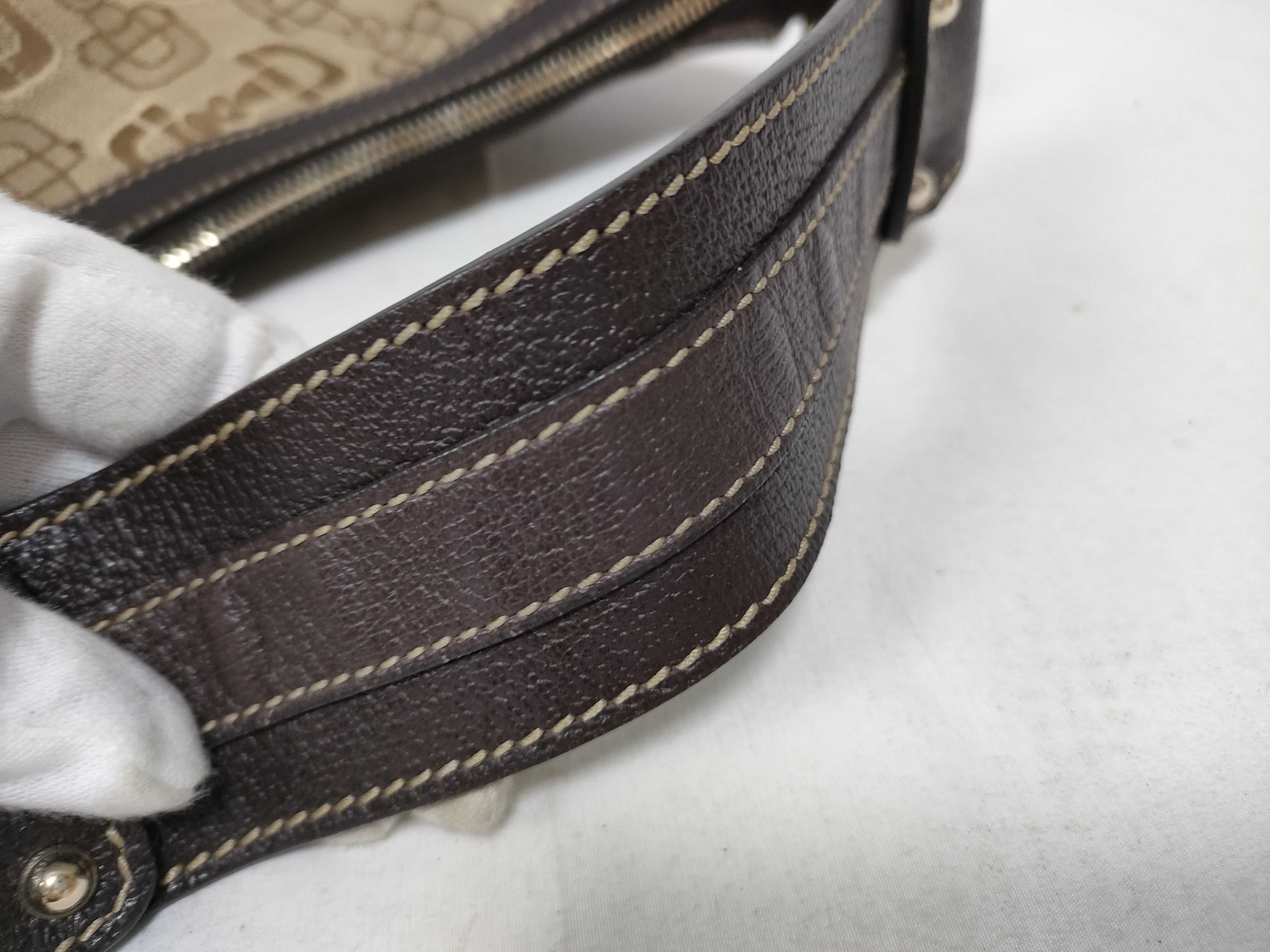 Brown Canvas Vintage Bamboo Buckle Crescent Waist Bag Handbag — view 7