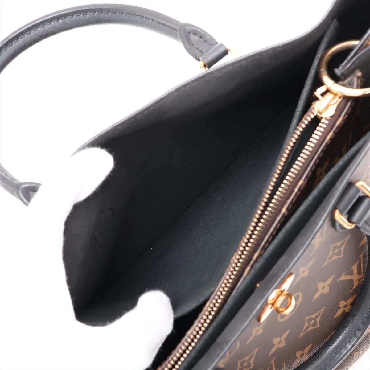 Monogram Flower Zipped Tote MM M44347 SR1138 Brown (RFID detected) — view 12