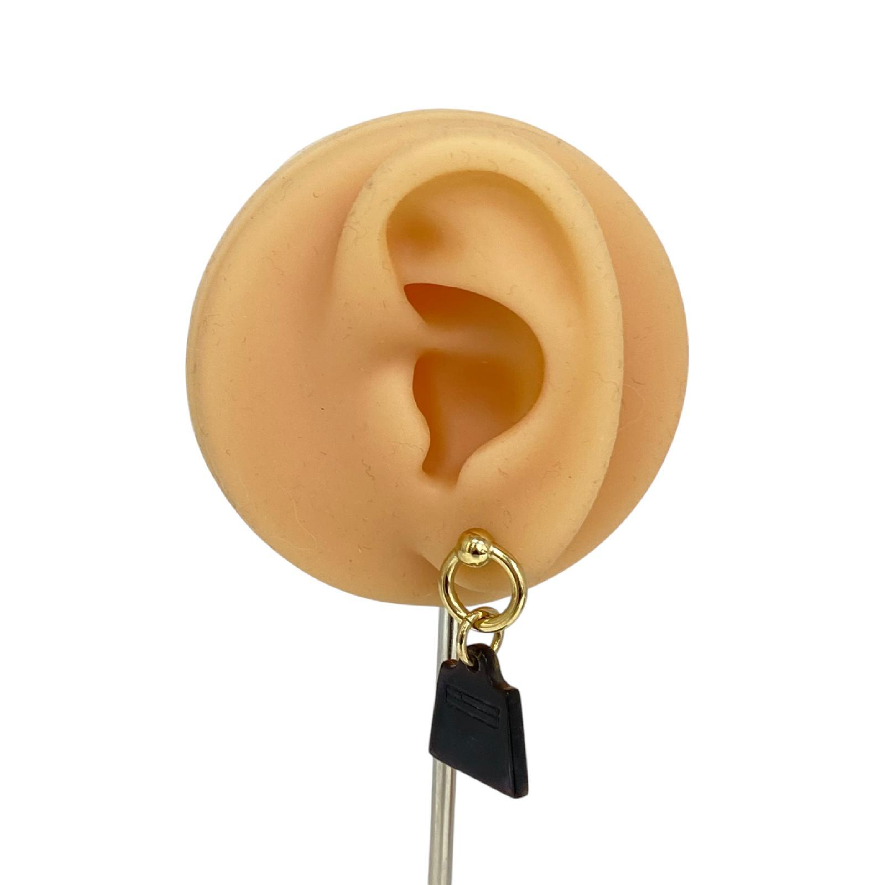 【*Shipped from: Hong Kong*】HERMES ( ) Black Gold Color Amulet Earrings — view 3