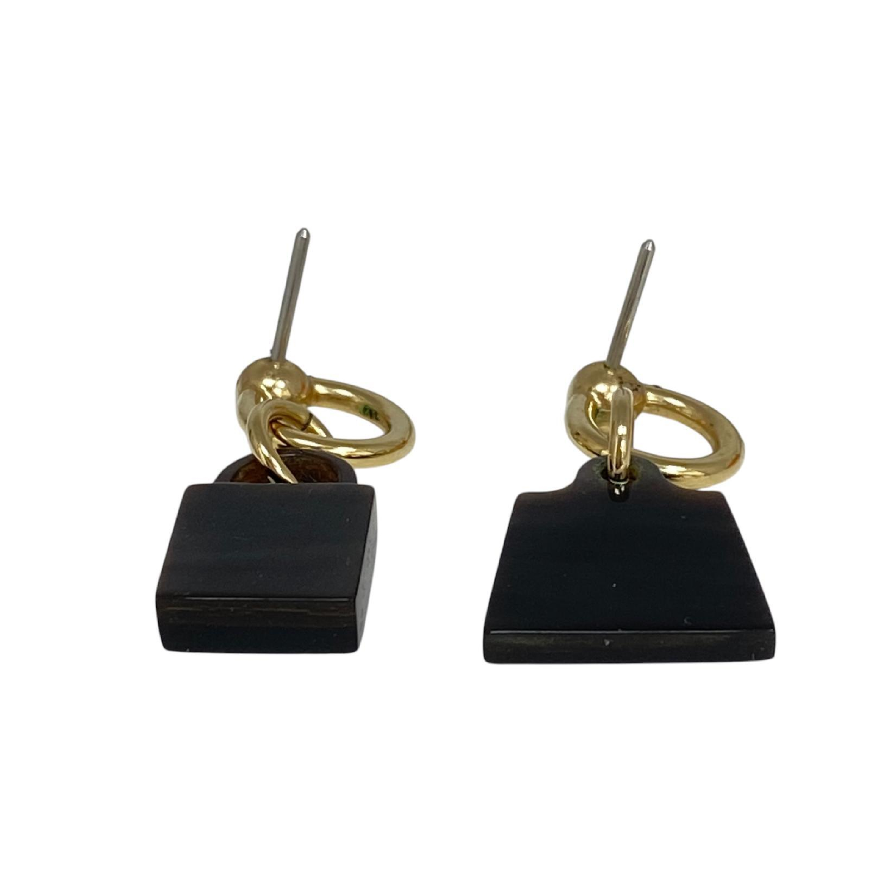 【*Shipped from: Hong Kong*】HERMES ( ) Black Gold Color Amulet Earrings — view 6