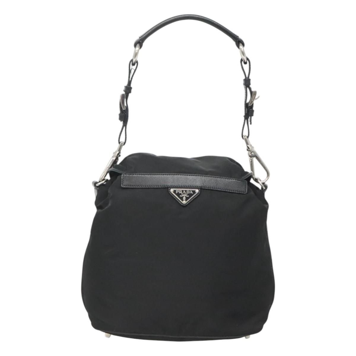 Shoulder Bag Nylon Black Silver Auth — view 2