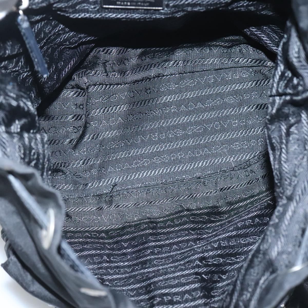 Shoulder Bag Nylon Black Silver Auth — view 11