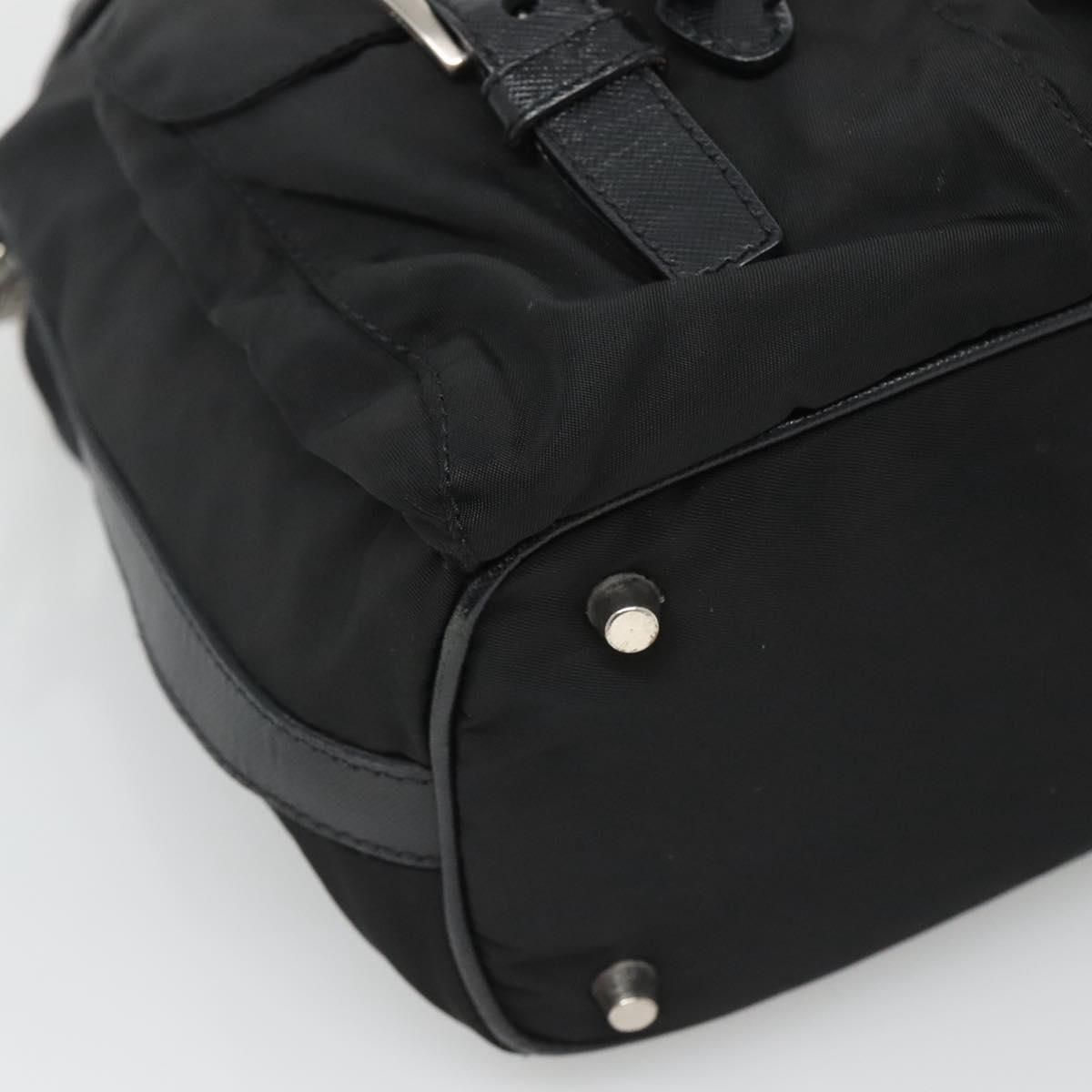 Shoulder Bag Nylon Black Silver Auth — view 14