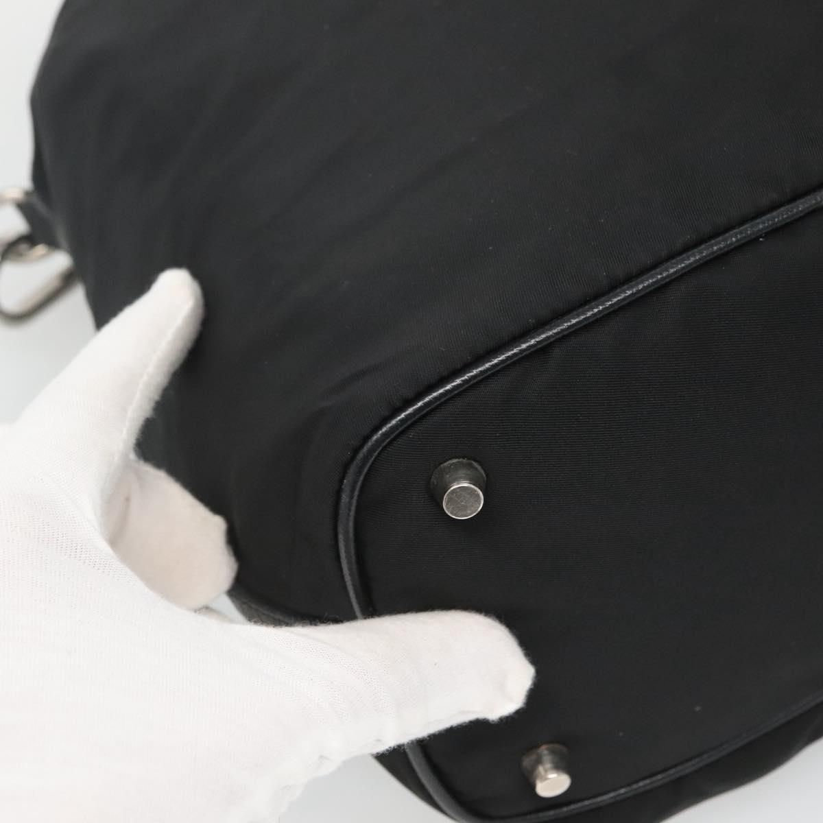 Shoulder Bag Nylon Black Silver Auth — view 16