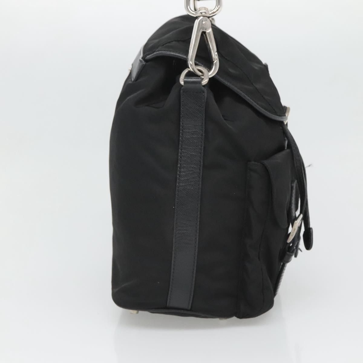 Shoulder Bag Nylon Black Silver Auth — view 3