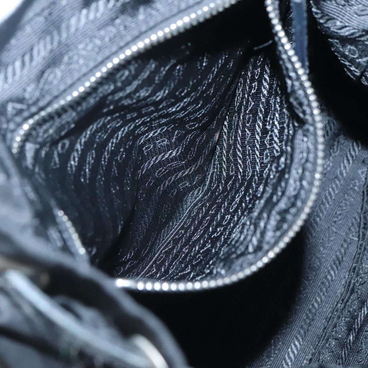 Shoulder Bag Nylon Black Silver Auth — view 21