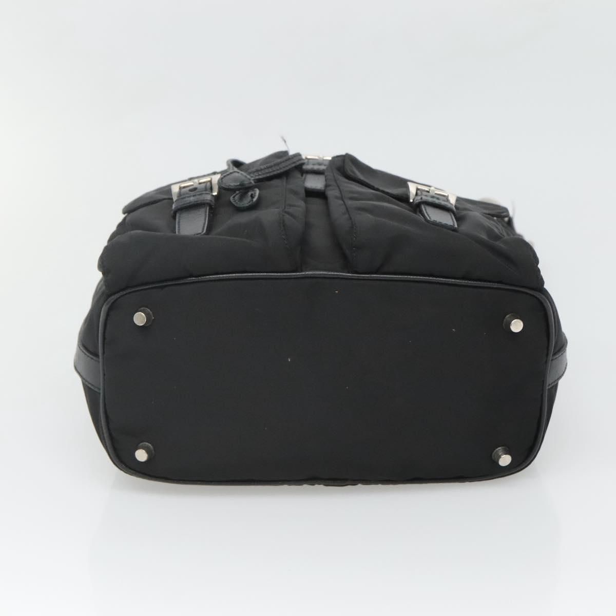 Shoulder Bag Nylon Black Silver Auth — view 5