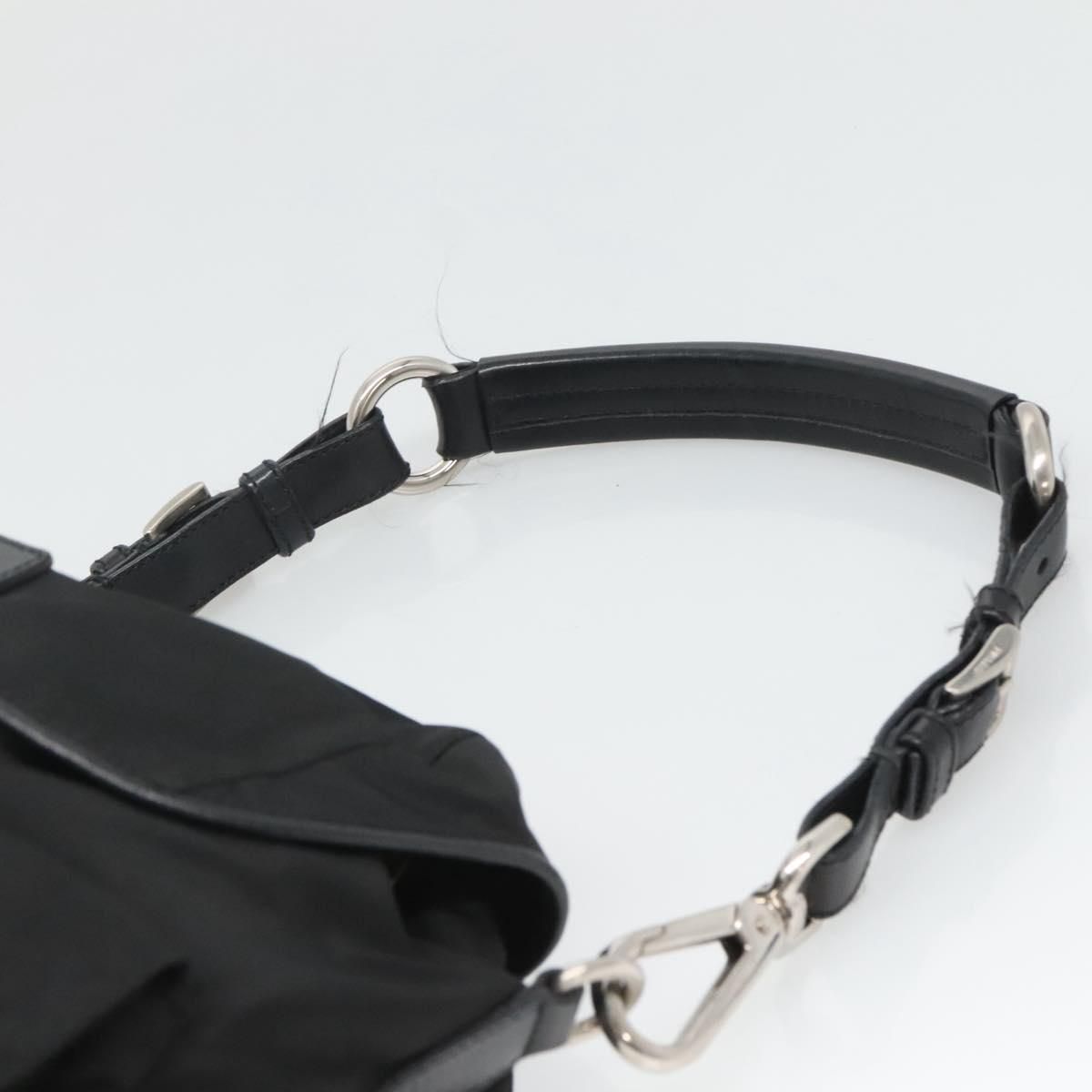 Shoulder Bag Nylon Black Silver Auth — view 8