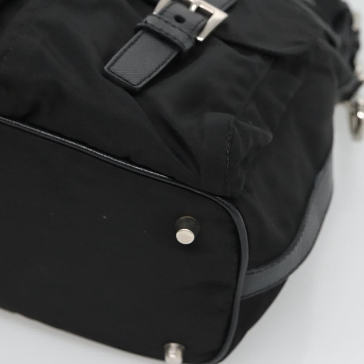 Shoulder Bag Nylon Black Silver Auth — view 9