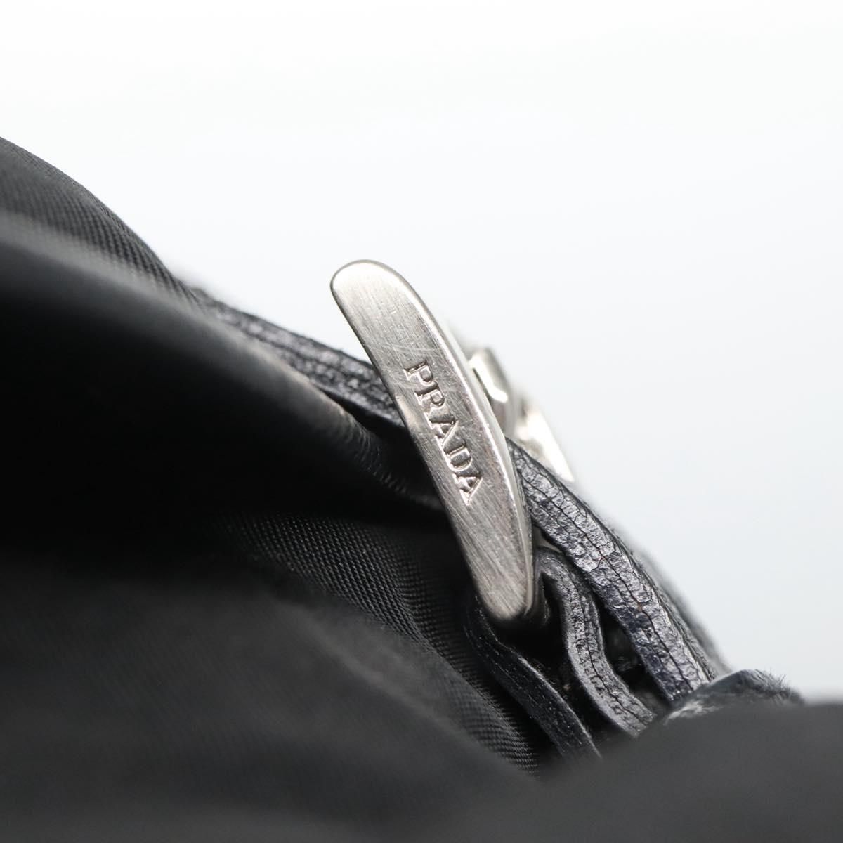 Shoulder Bag Nylon Black Silver Auth — view 10