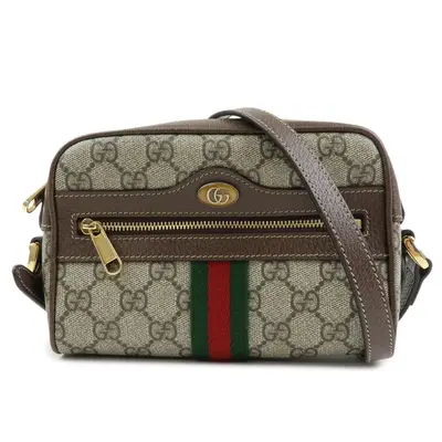 GG Supreme Monogram Web Mini Ophidia Shoulder Bag Brown