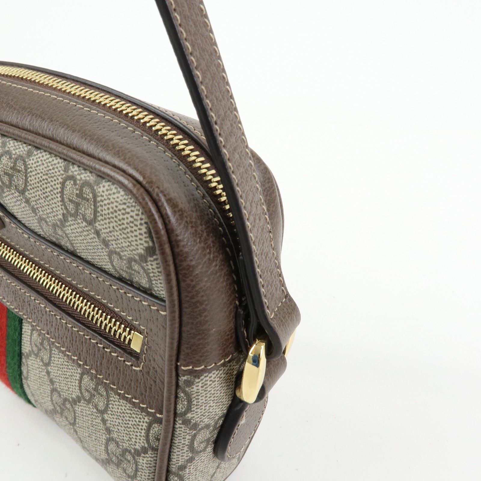 GG Supreme Monogram Web Mini Ophidia Shoulder Bag Brown — view 13