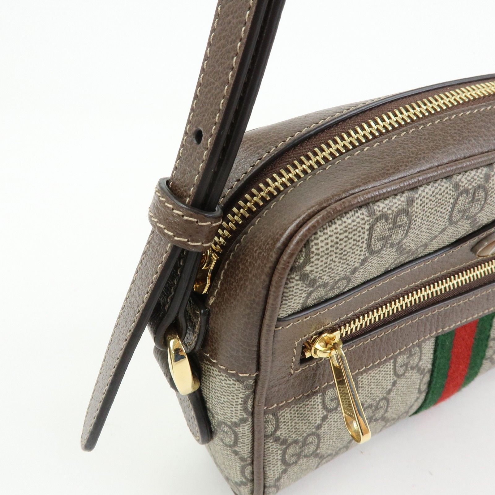 GG Supreme Monogram Web Mini Ophidia Shoulder Bag Brown — view 14