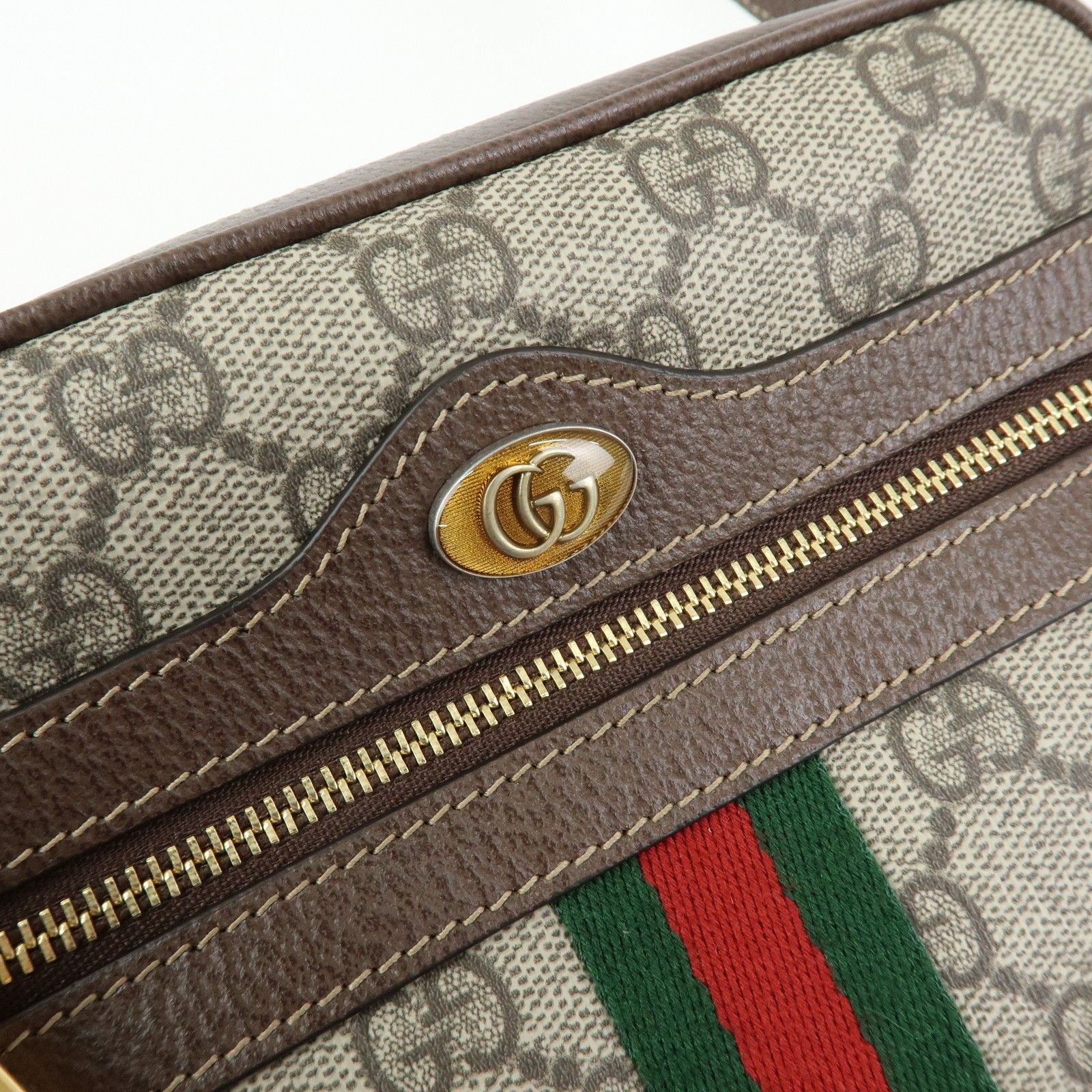 GG Supreme Monogram Web Mini Ophidia Shoulder Bag Brown — view 15