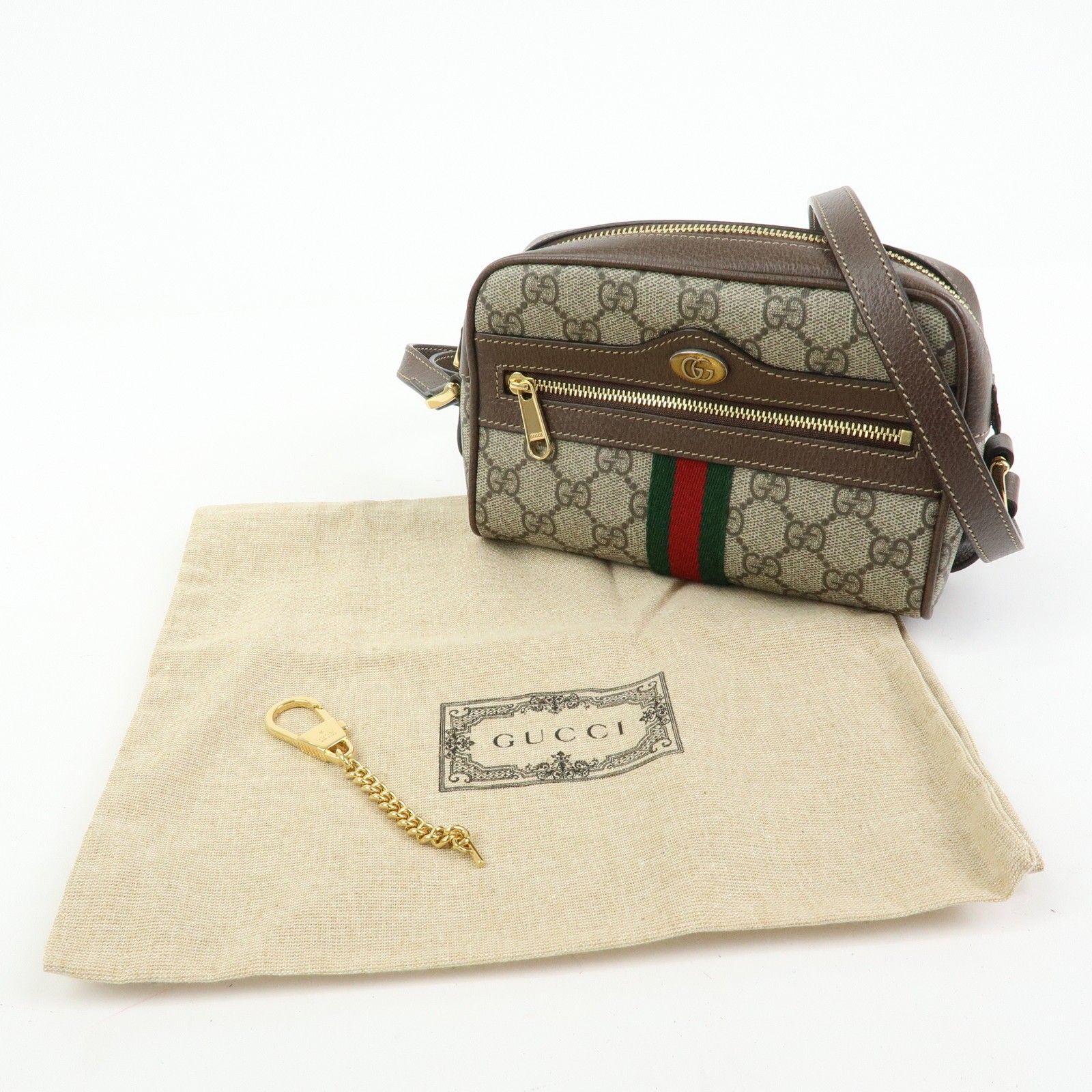 GG Supreme Monogram Web Mini Ophidia Shoulder Bag Brown — view 24