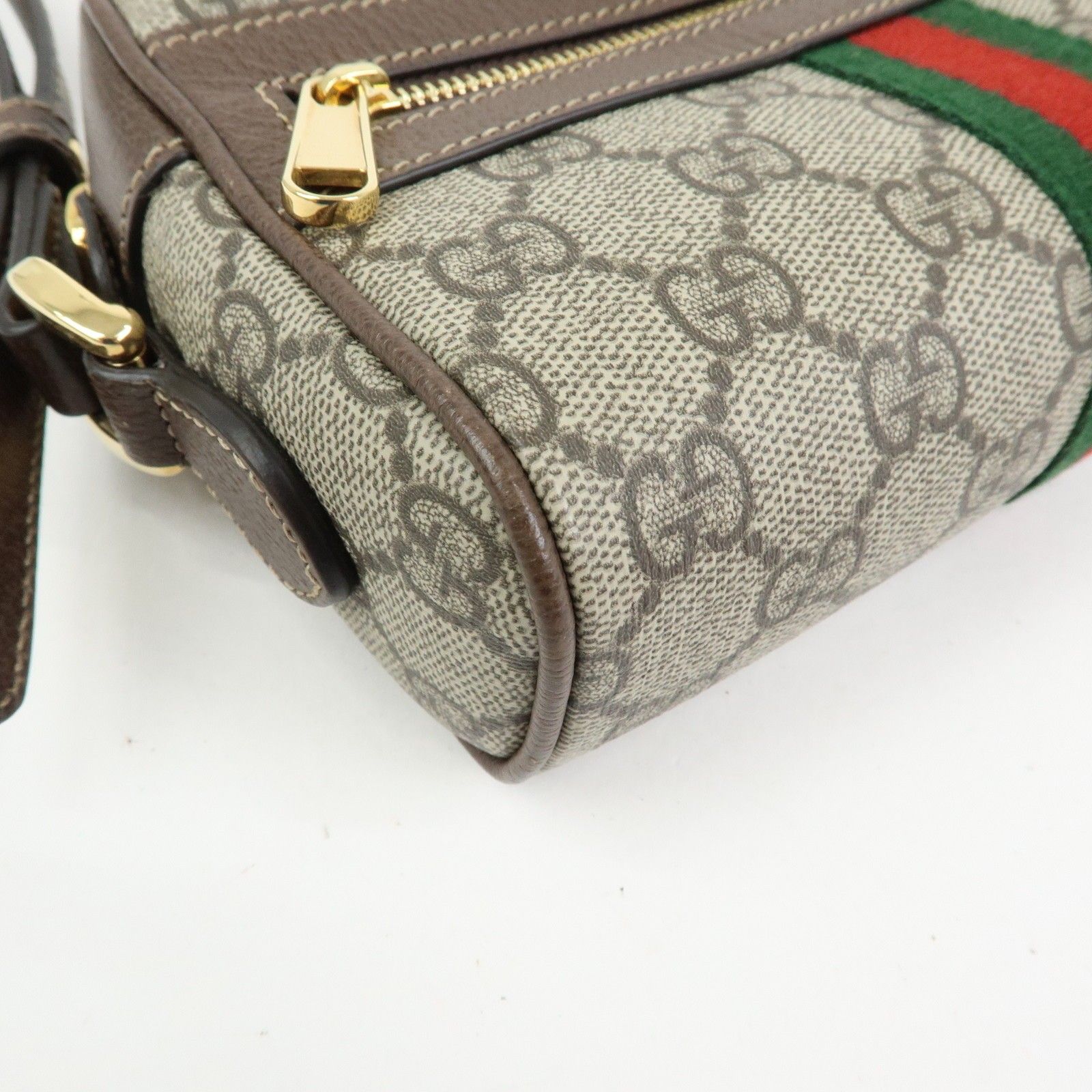 GG Supreme Monogram Web Mini Ophidia Shoulder Bag Brown — view 9