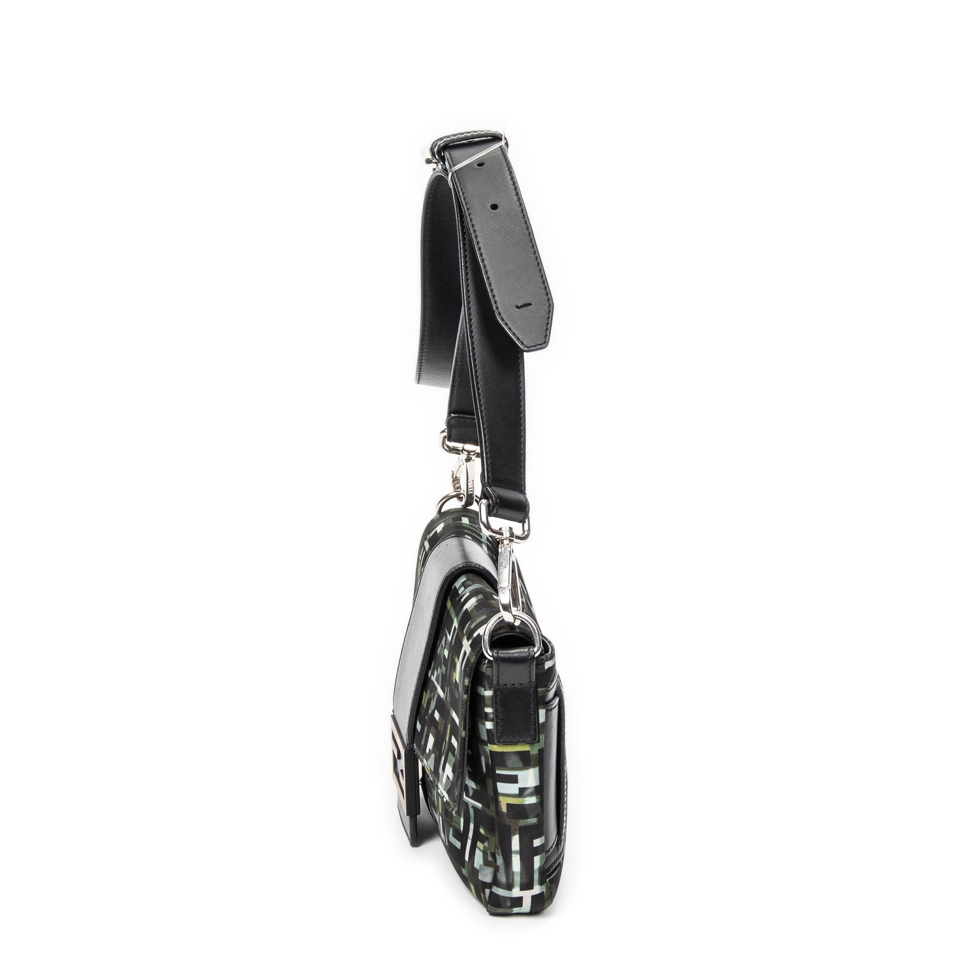 Camouflage Crossbody Baguette Belt Bag Green/Black Camouflage Zucca Canvas Silver — view 3